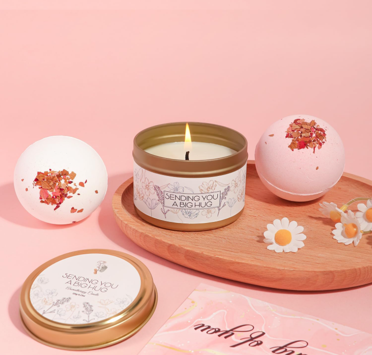 Self Care at Home Spa Gifts for Men and Women, Custom Thinking of You Gift Care Package -Baskets for Christmas, Valentine's, Birthdays, Get Well Soon, Just Because. Any Day Gifts.
