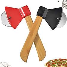 🍕Creative Axe-Style Stainless Steel Pizza Cutter – Fun & Functional Pizza Slicer with Wooden Handle 🔪🪓