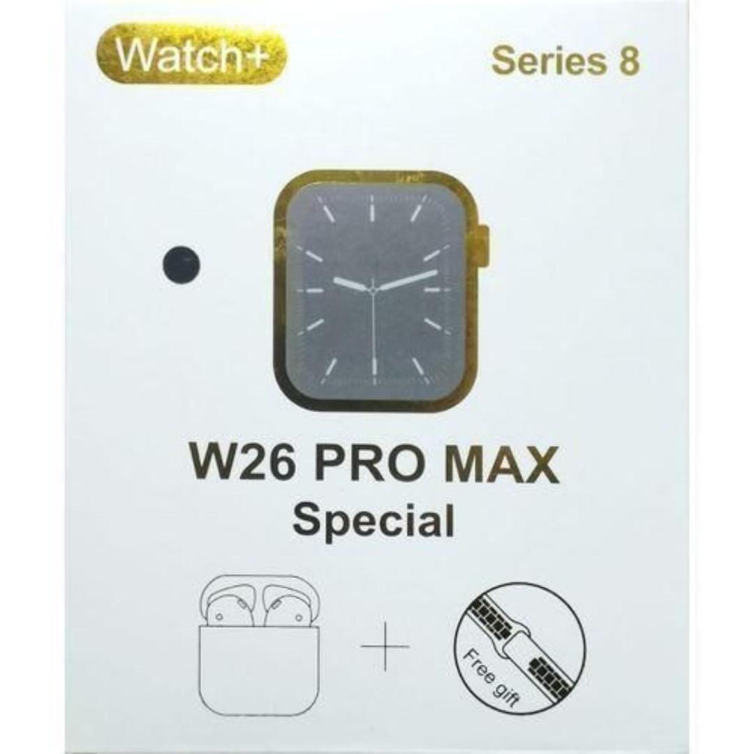 W 26 pro max smart watch with 44mm display, Bluetooth and free Airpods