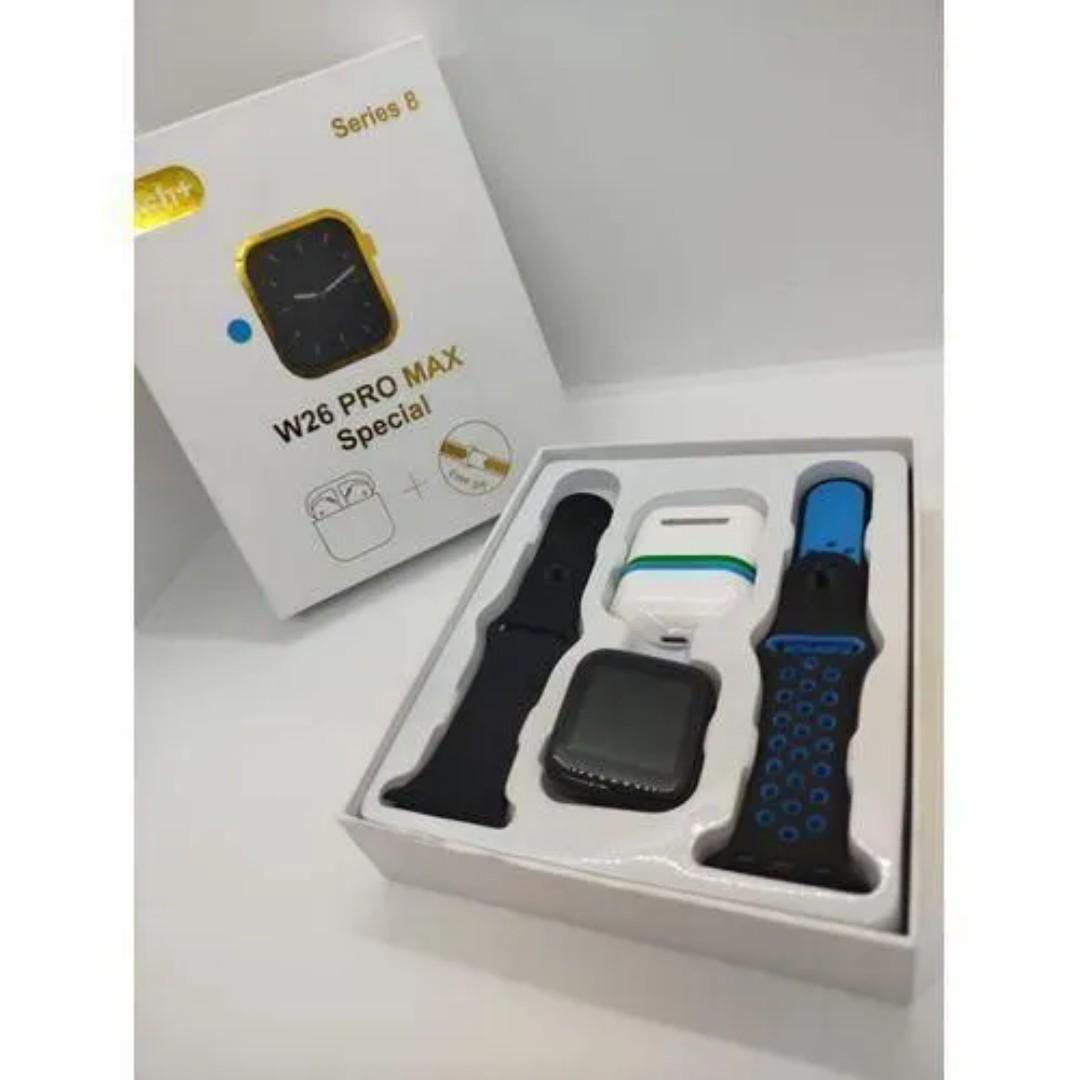 W 26 pro max smart watch with 44mm display, Bluetooth and free Airpods