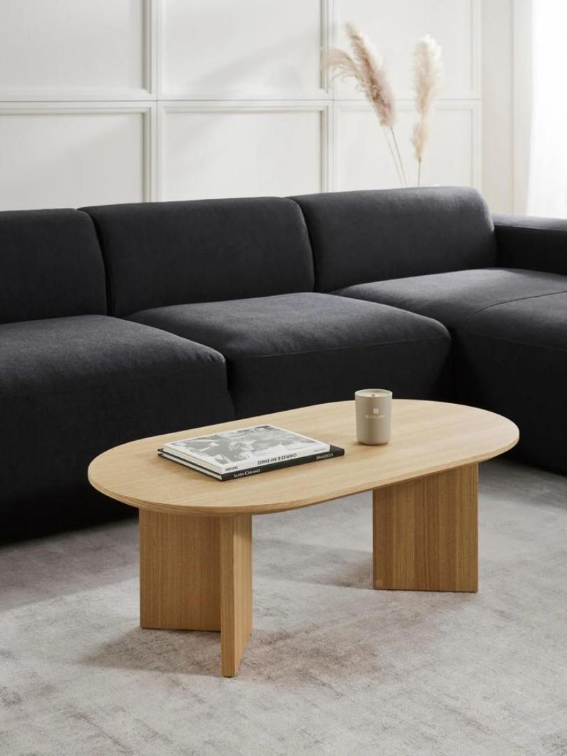 ​Modern Oval Coffee Table - Premium MDF Wood Finish Center Table for Living Room, Office & Home Decor - Elegant Wooden Tea Table with Sturdy Pedestal Base - Durable, Stylish & Easy Assembly Furniture
