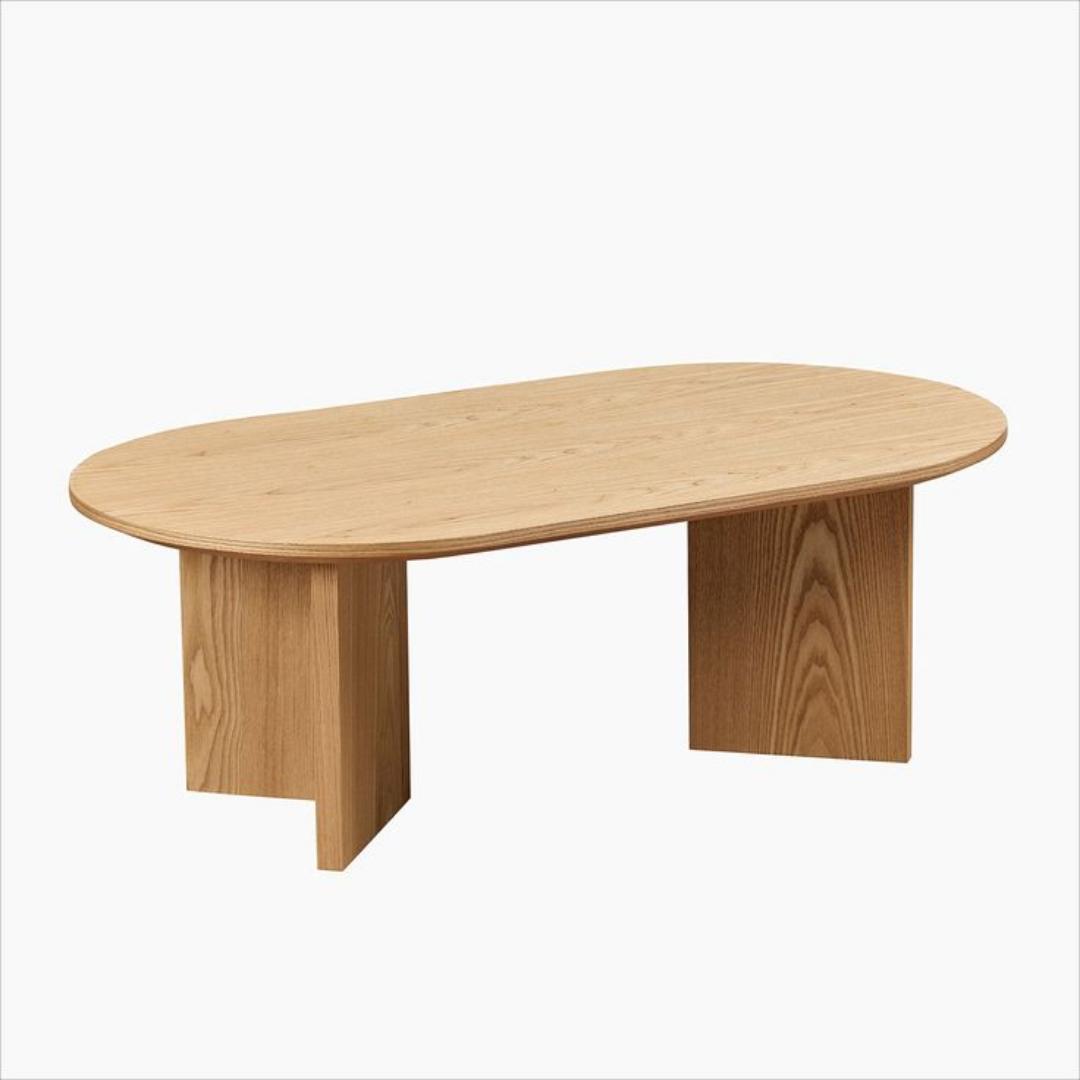 ​Modern Oval Coffee Table - Premium MDF Wood Finish Center Table for Living Room, Office & Home Decor - Elegant Wooden Tea Table with Sturdy Pedestal Base - Durable, Stylish & Easy Assembly Furniture