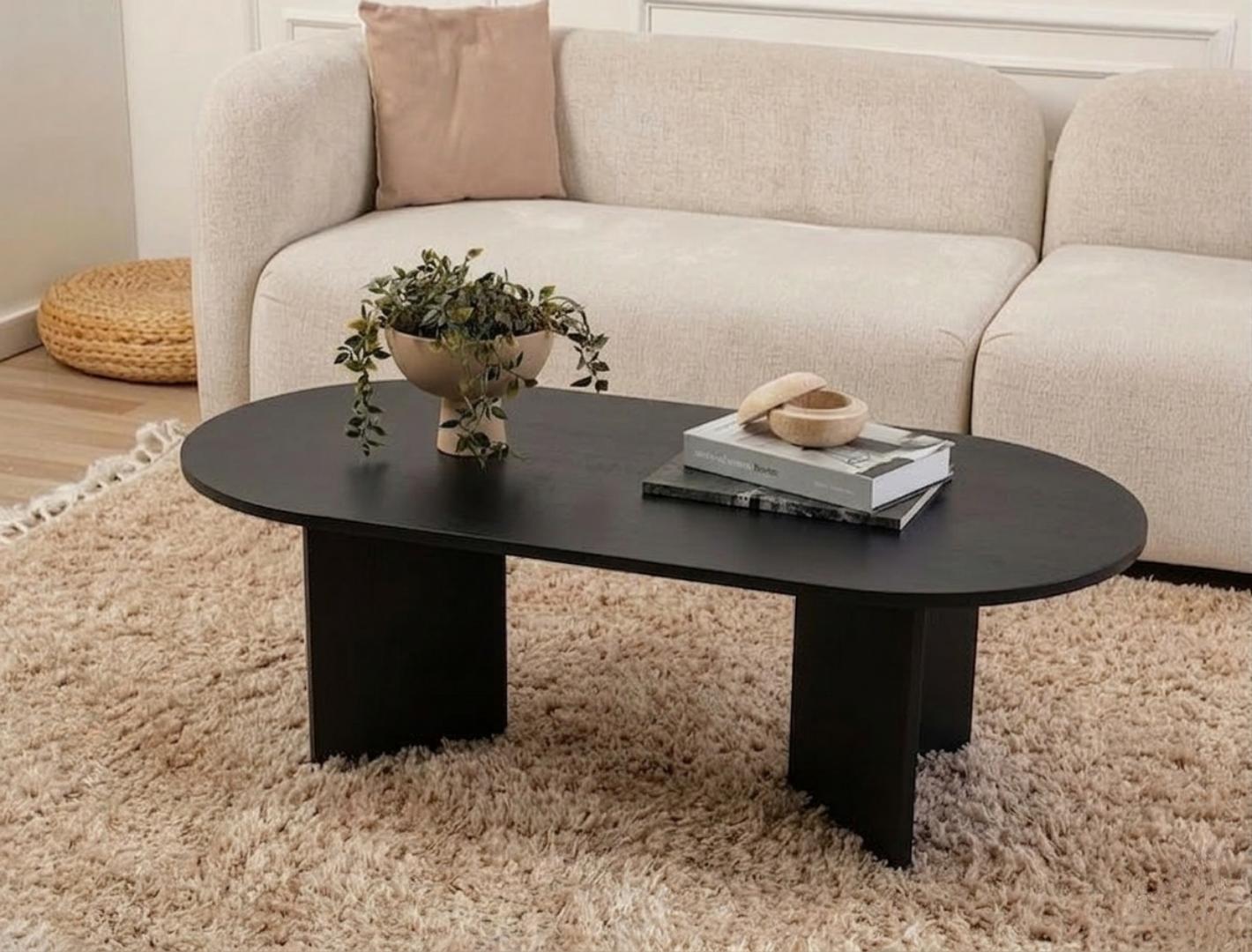​Modern Oval Coffee Table - Premium MDF Wood Finish Center Table for Living Room, Office & Home Decor - Elegant Wooden Tea Table with Sturdy Pedestal Base - Durable, Stylish & Easy Assembly Furniture