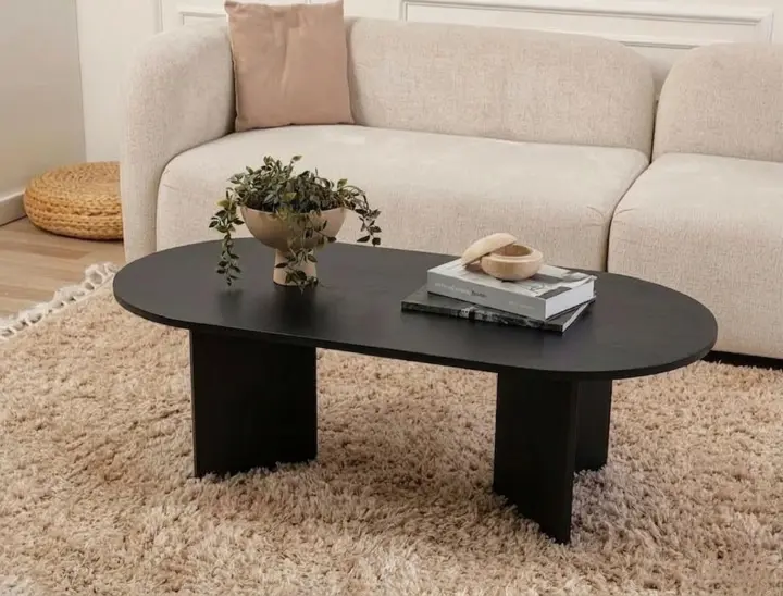​Modern Oval Coffee Table - Premium MDF Wood Finish Center Table for Living Room, Office & Home Decor - Elegant Wooden Tea Table with Sturdy Pedestal Base - Durable, Stylish & Easy Assembly Furniture