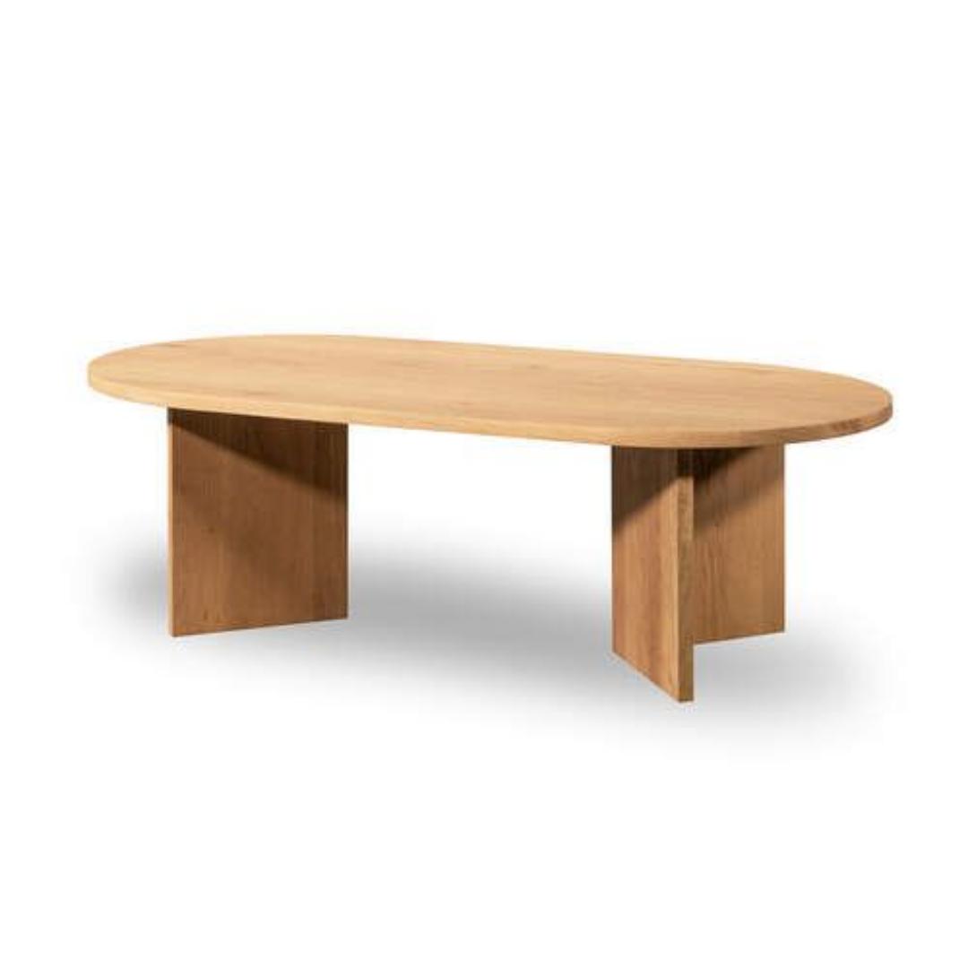 ​Modern Oval Coffee Table - Premium MDF Wood Finish Center Table for Living Room, Office & Home Decor - Elegant Wooden Tea Table with Sturdy Pedestal Base - Durable, Stylish & Easy Assembly Furniture