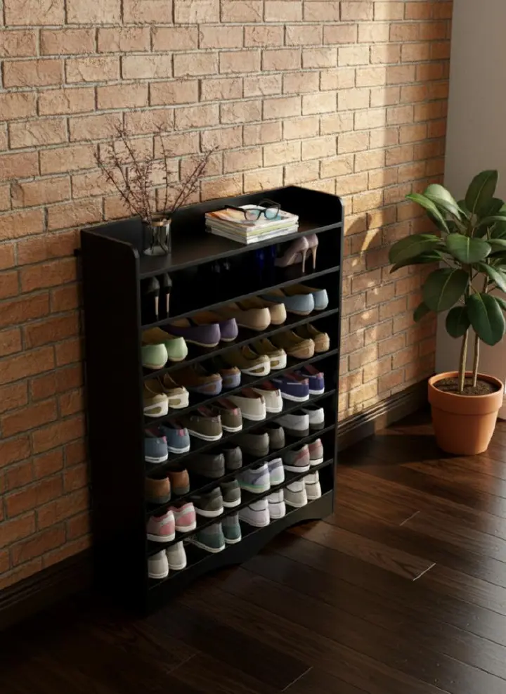 ​Modern 10-Tier Wooden Shoe Rack Organizer | Space-Saving Entryway Shoe Cabinet & Storage Shelf | Durable MDF Wood Footwear Display Stand for Heels, Sneakers & Boots | Home & Office Furniture Decor