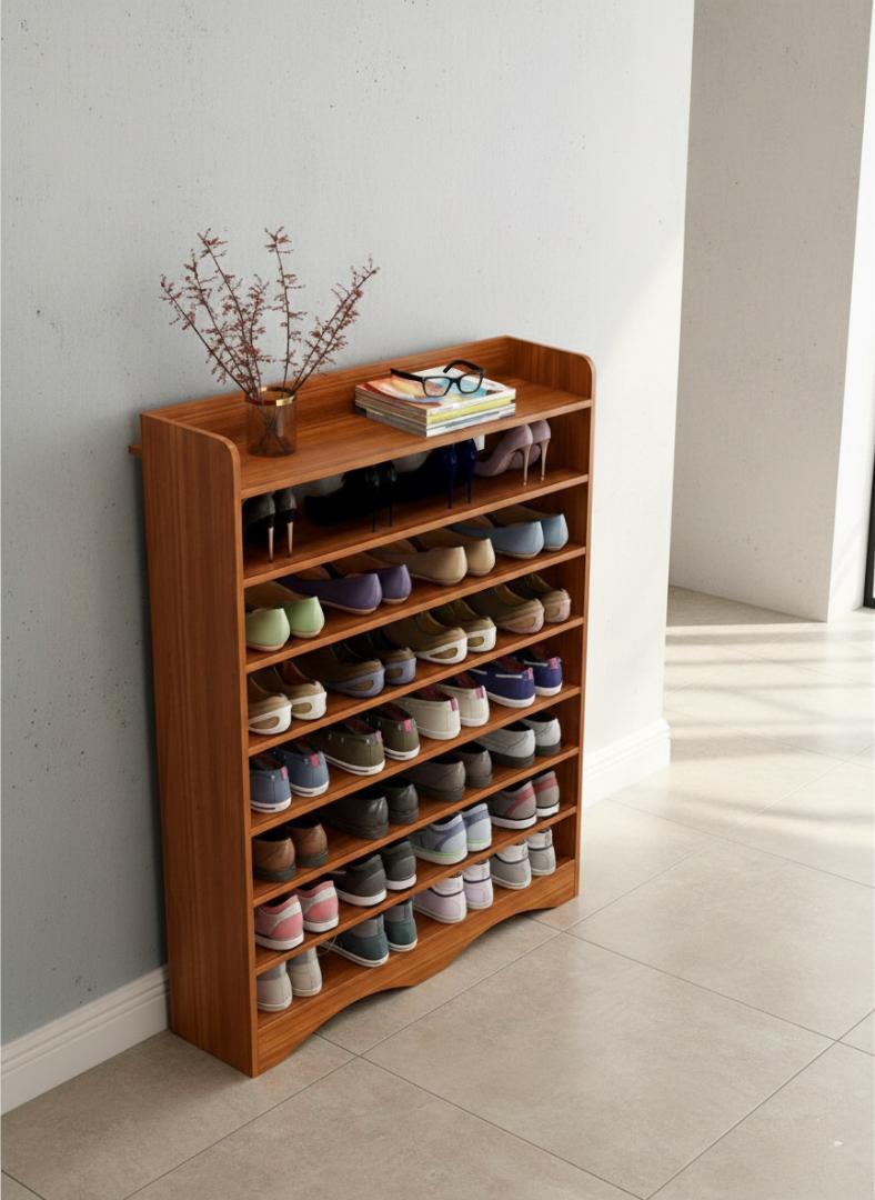 ​Modern 10-Tier Wooden Shoe Rack Organizer | Space-Saving Entryway Shoe Cabinet & Storage Shelf | Durable MDF Wood Footwear Display Stand for Heels, Sneakers & Boots | Home & Office Furniture Decor