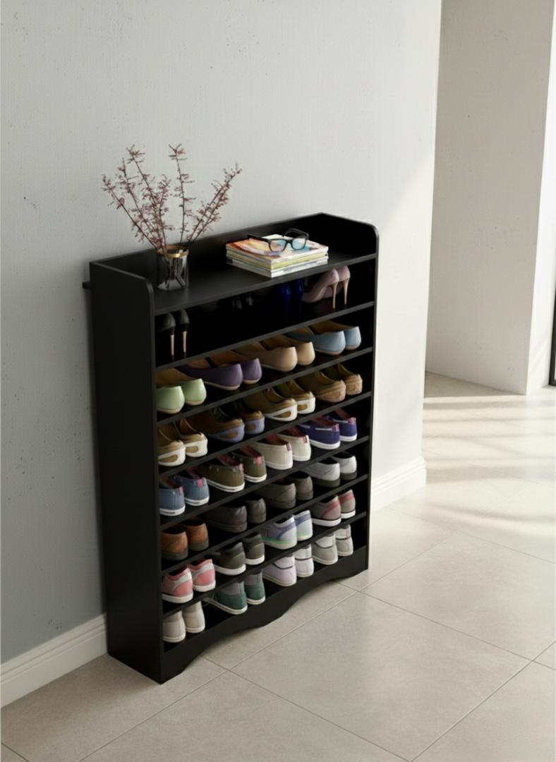 ​Modern 10-Tier Wooden Shoe Rack Organizer | Space-Saving Entryway Shoe Cabinet & Storage Shelf | Durable MDF Wood Footwear Display Stand for Heels, Sneakers & Boots | Home & Office Furniture Decor