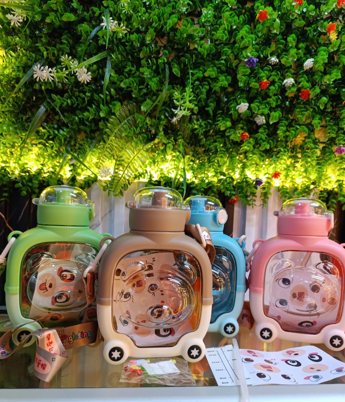 Kids water bottles with teddy bear shaped