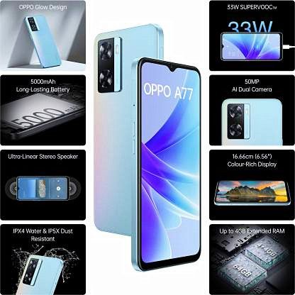 Refurbished Oppo A77 6.56" 4GB +128GB 50MP AI Dual Camera 33W Fast Charging 5000mAh Dual Sim 4G Smart Phones