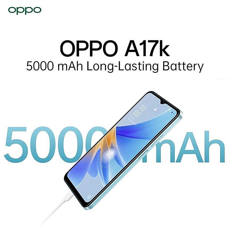 Refurbished OPPO A17K 6.56" 64GB+ 3GB RAM Side Fingerprint Unlock IPX4 Waterproof 5000mAh Android 12 4G-Dual SIM Smart Phones(Device Only, No Original Accessories!)