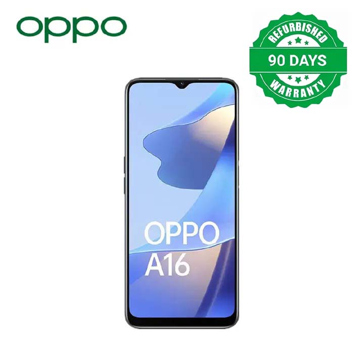 Refurbished OPPO A16 64GB+4GB 6.52" 13MP Camera 5000mAh Side Fingerprint Unlock Android 11 2G/3G/4G LTE Dual SIM Smart Phones(Device Only, No Original Accessories!)