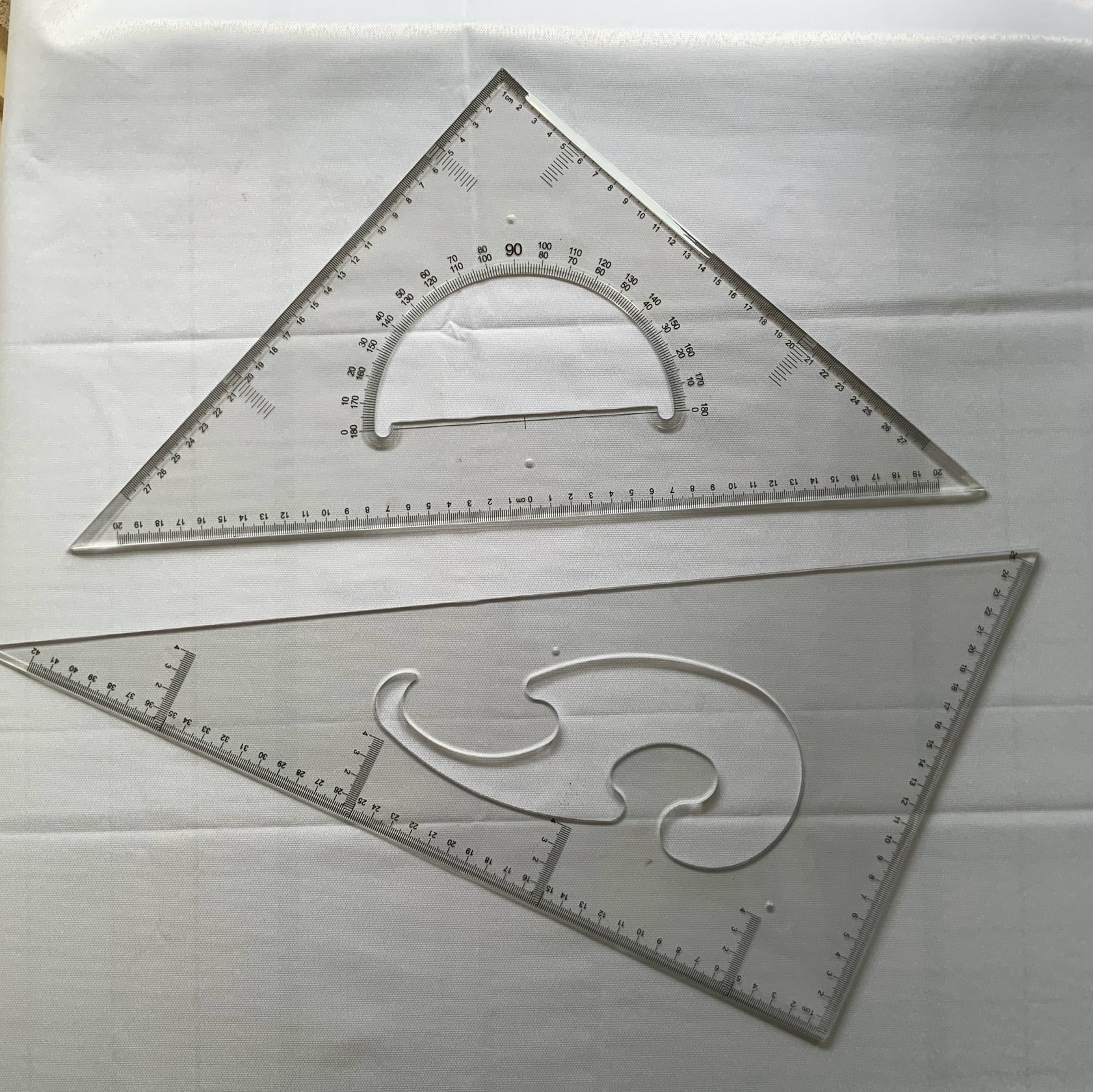 45cm Transparent Triangular Set Square – Large Geometry Triangle Ruler for Technical Drawing & Drafting, architecture tools