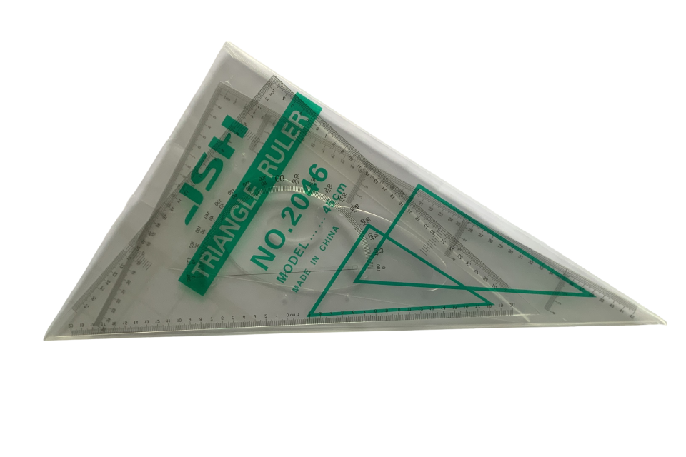 45cm Transparent Triangular Set Square – Large Geometry Triangle Ruler for Technical Drawing & Drafting, architecture tools