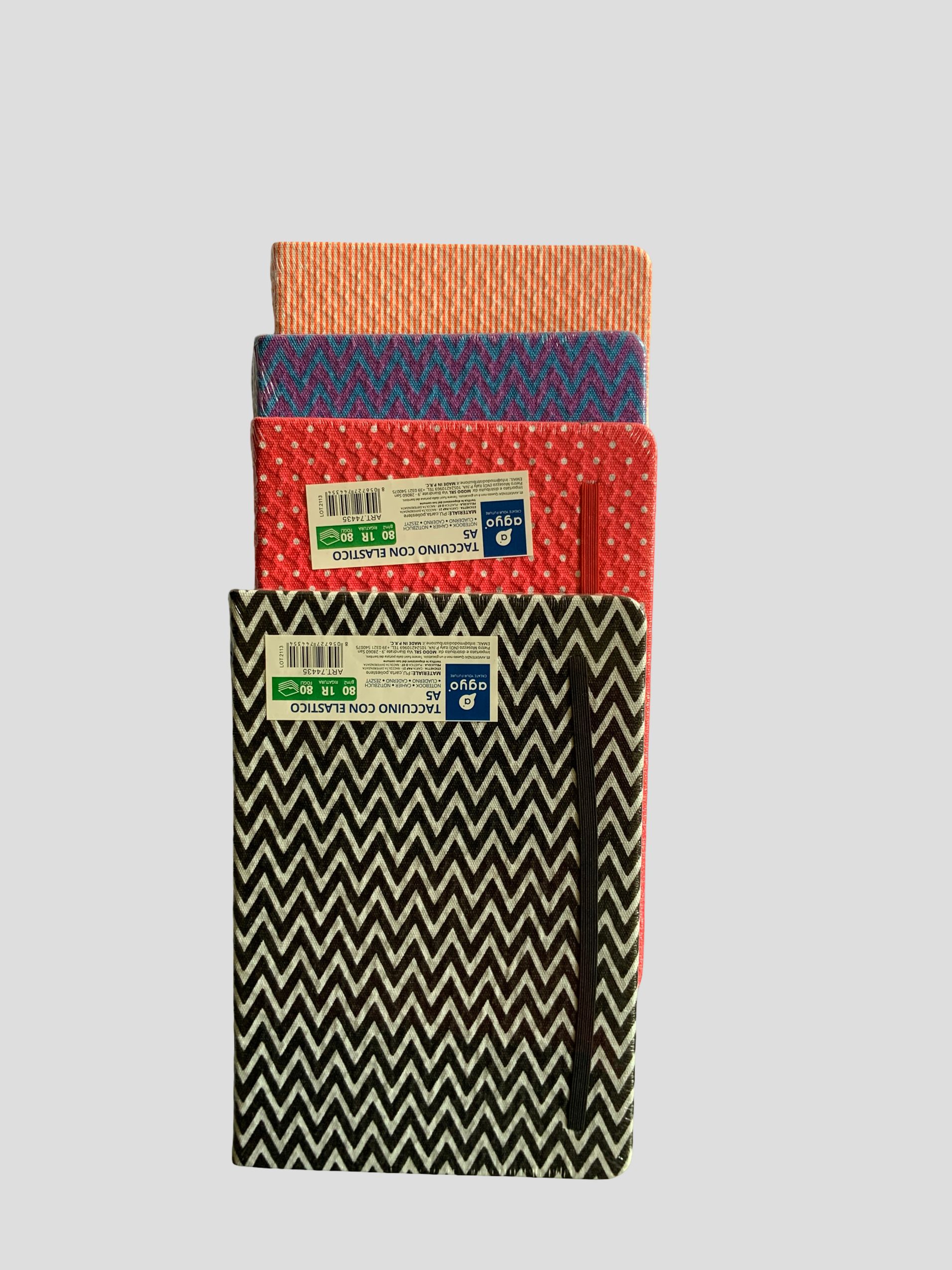 A5 160 pages Hard Cover Notebook, zigzag notebook, elastic band journal, lined pages, stylish notebook, school supplies, office notebook, gift notebook NOTEPADS