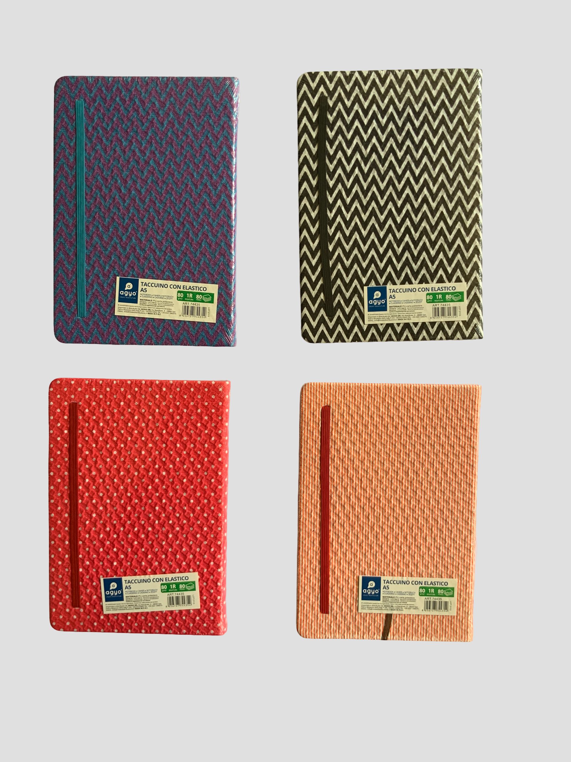 A5 160 pages Hard Cover Notebook, zigzag notebook, elastic band journal, lined pages, stylish notebook, school supplies, office notebook, gift notebook NOTEPADS