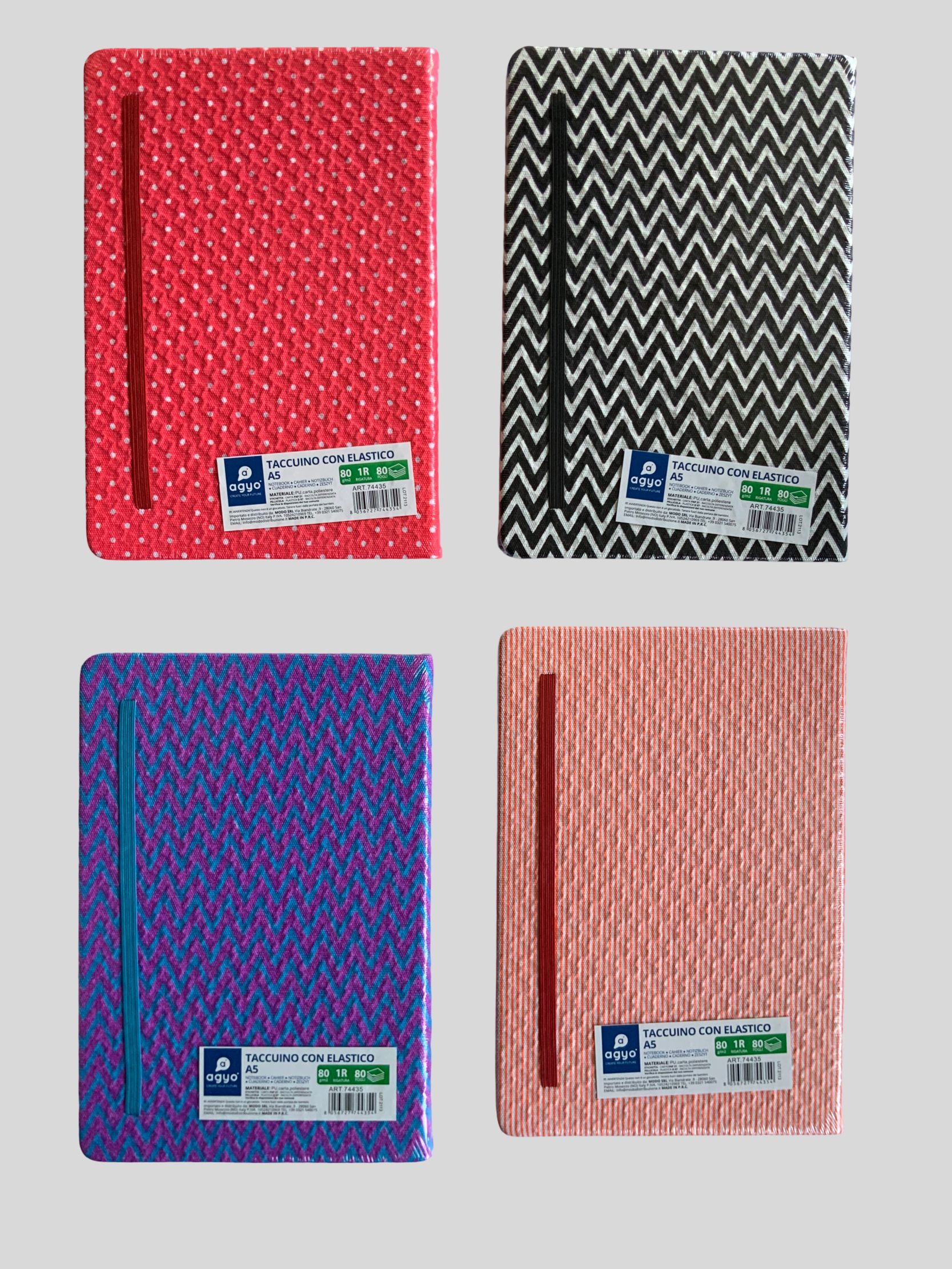 A5, A6, A7 160 pages Hard Cover Notebook, zigzag notebook, elastic band journal, lined pages, stylish notebook, school supplies, office notebook, gift notebook NOTEPADS