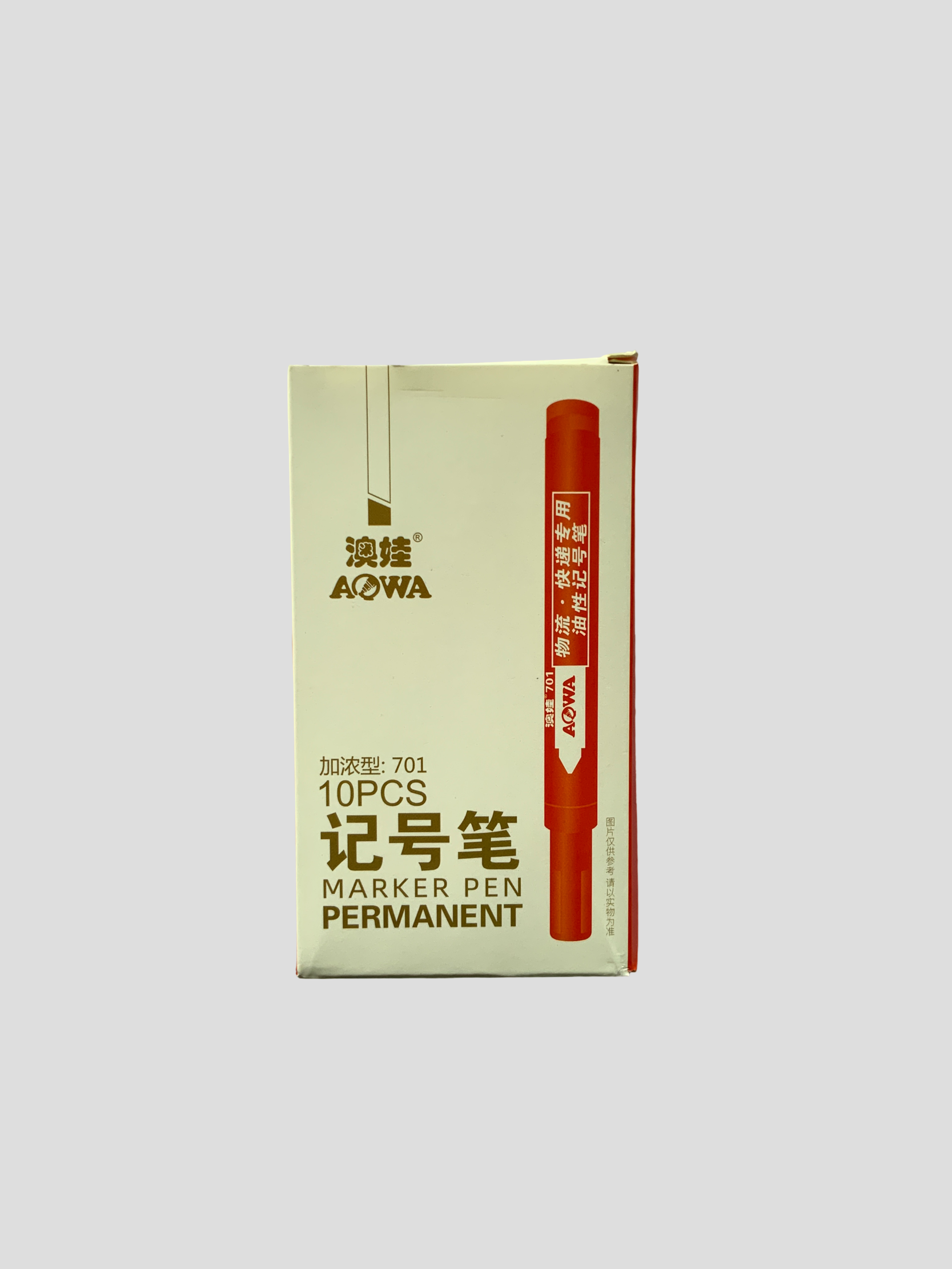AOWA 701 Permanent Marker Pen (Box of 10)  Blue/Red/Black Waterproof Permanent Marker Set Office/School Marker Pens