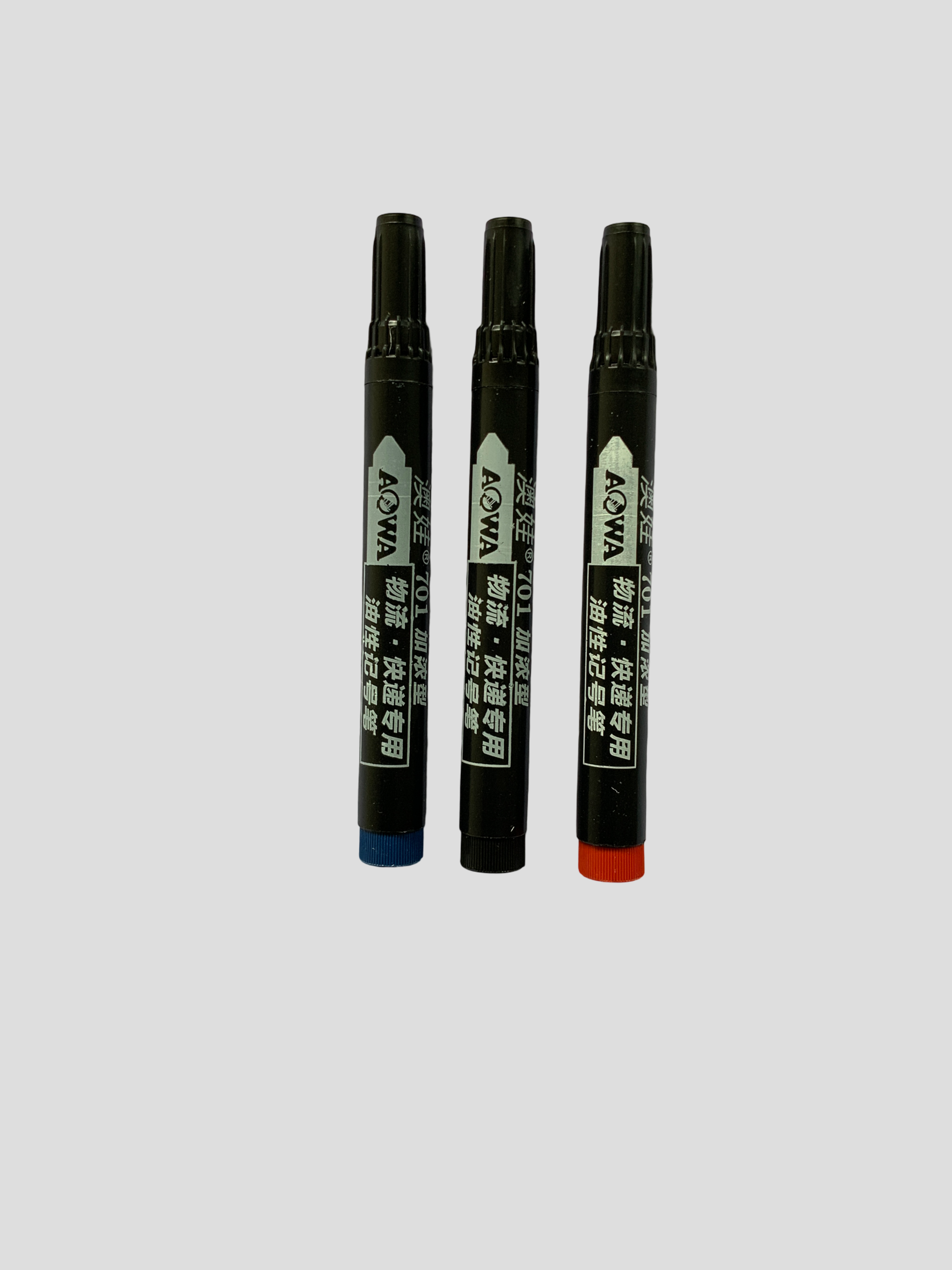 AOWA 701 Permanent Marker Pen (Box of 10)  Blue/Red/Black Waterproof Permanent Marker Set Office/School Marker Pens