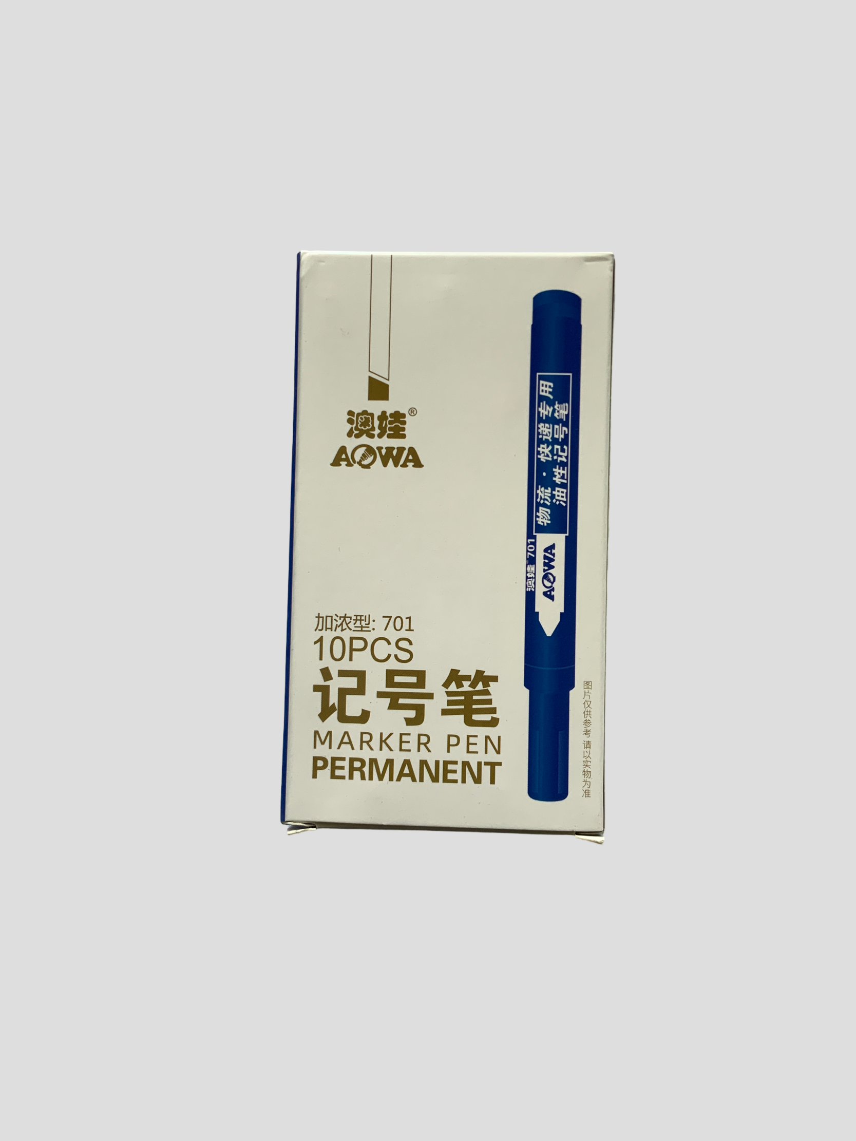 AOWA 701 Permanent Marker Pen (Box of 10)  Blue/Red/Black Waterproof Permanent Marker Set Office/School Marker Pens