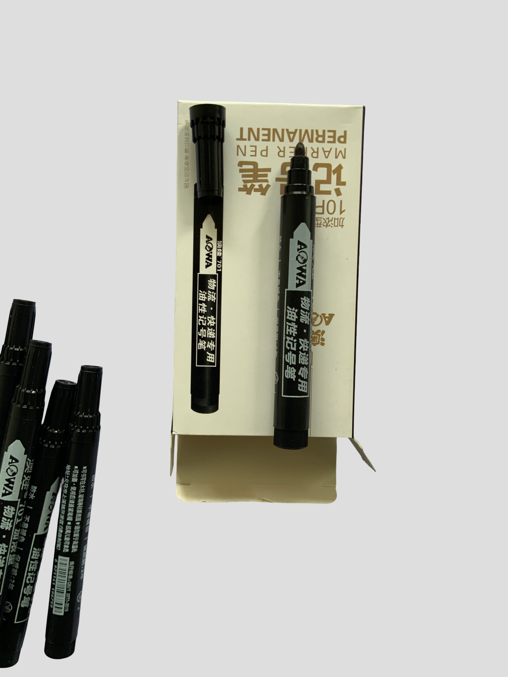 AOWA 701 Permanent Marker Pen (Box of 10)  Blue/Red/Black Waterproof Permanent Marker Set Office/School Marker Pens