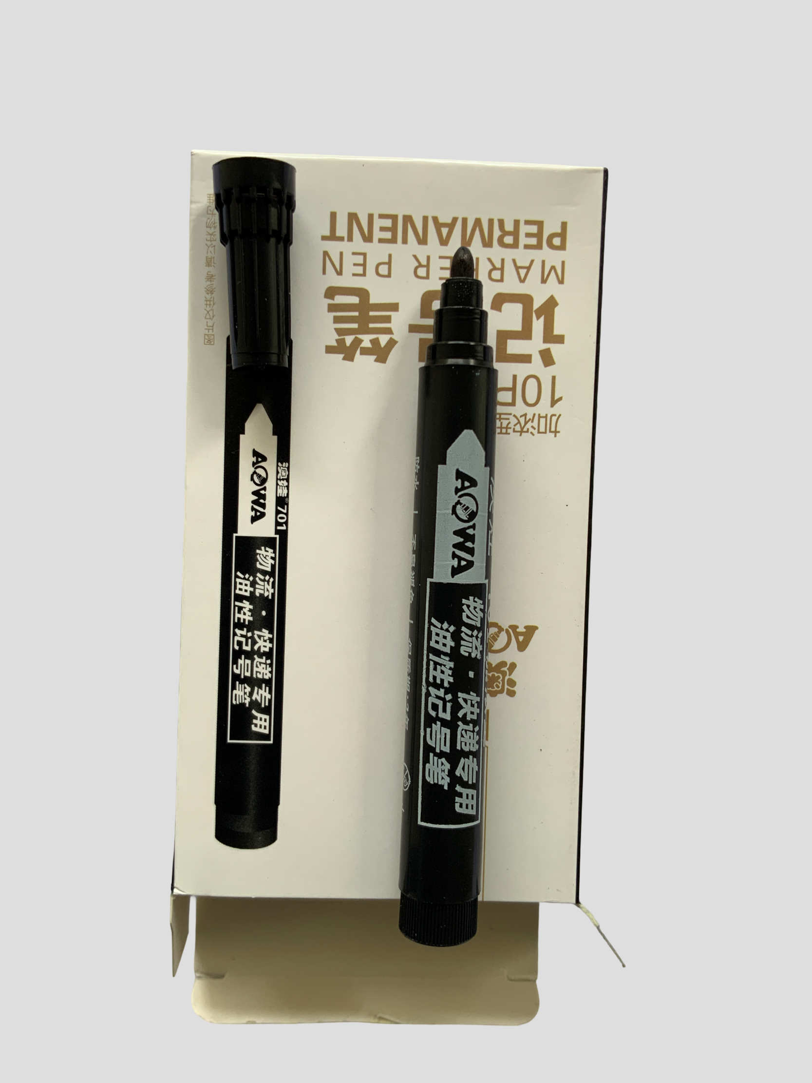 AOWA 701 Permanent Marker Pen (Box of 10)  Blue/Red/Black Waterproof Permanent Marker Set Office/School Marker Pens