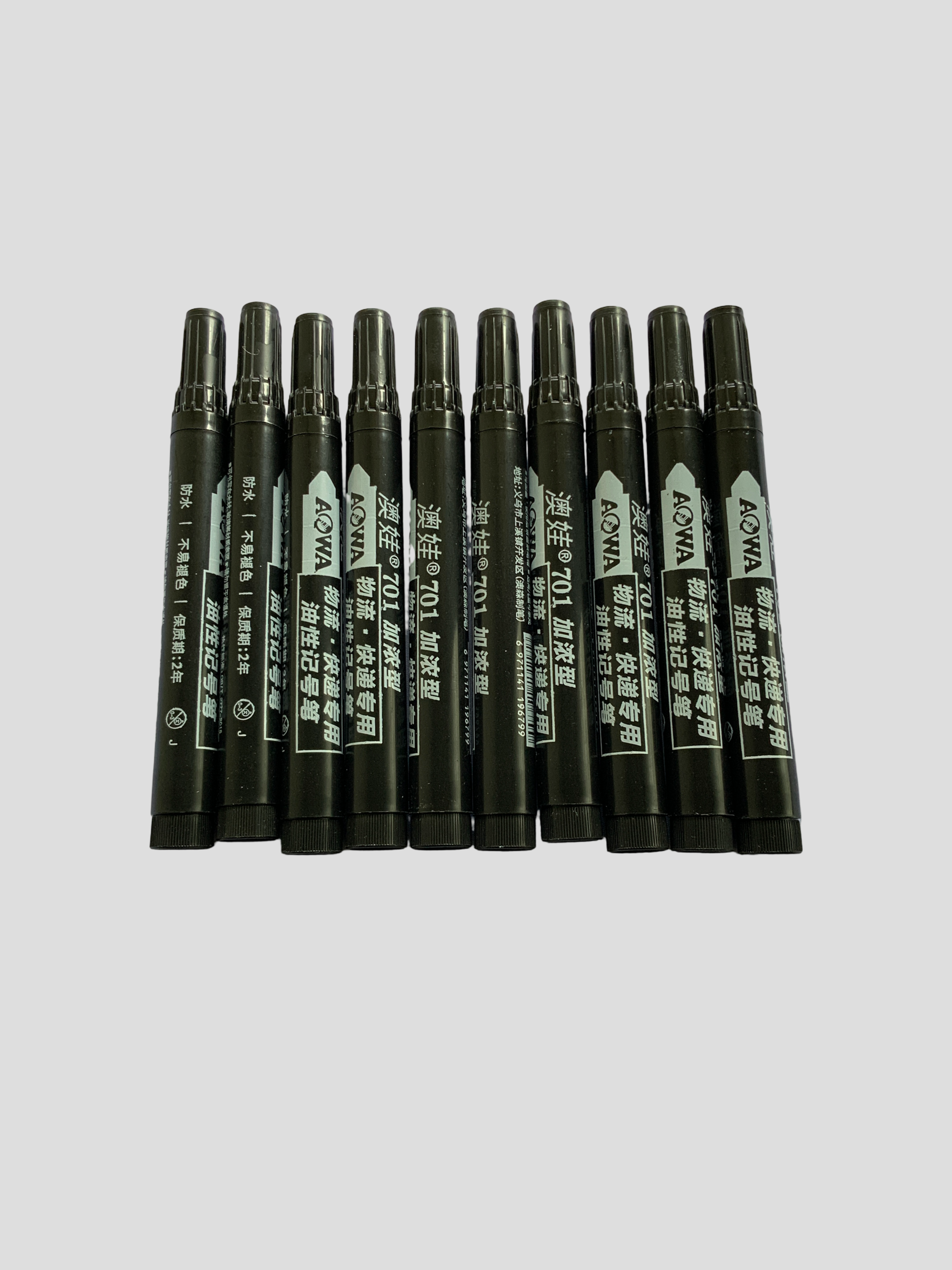 AOWA 701 Permanent Marker Pen (Box of 10)  Blue/Red/Black Waterproof Permanent Marker Set Office/School Marker Pens