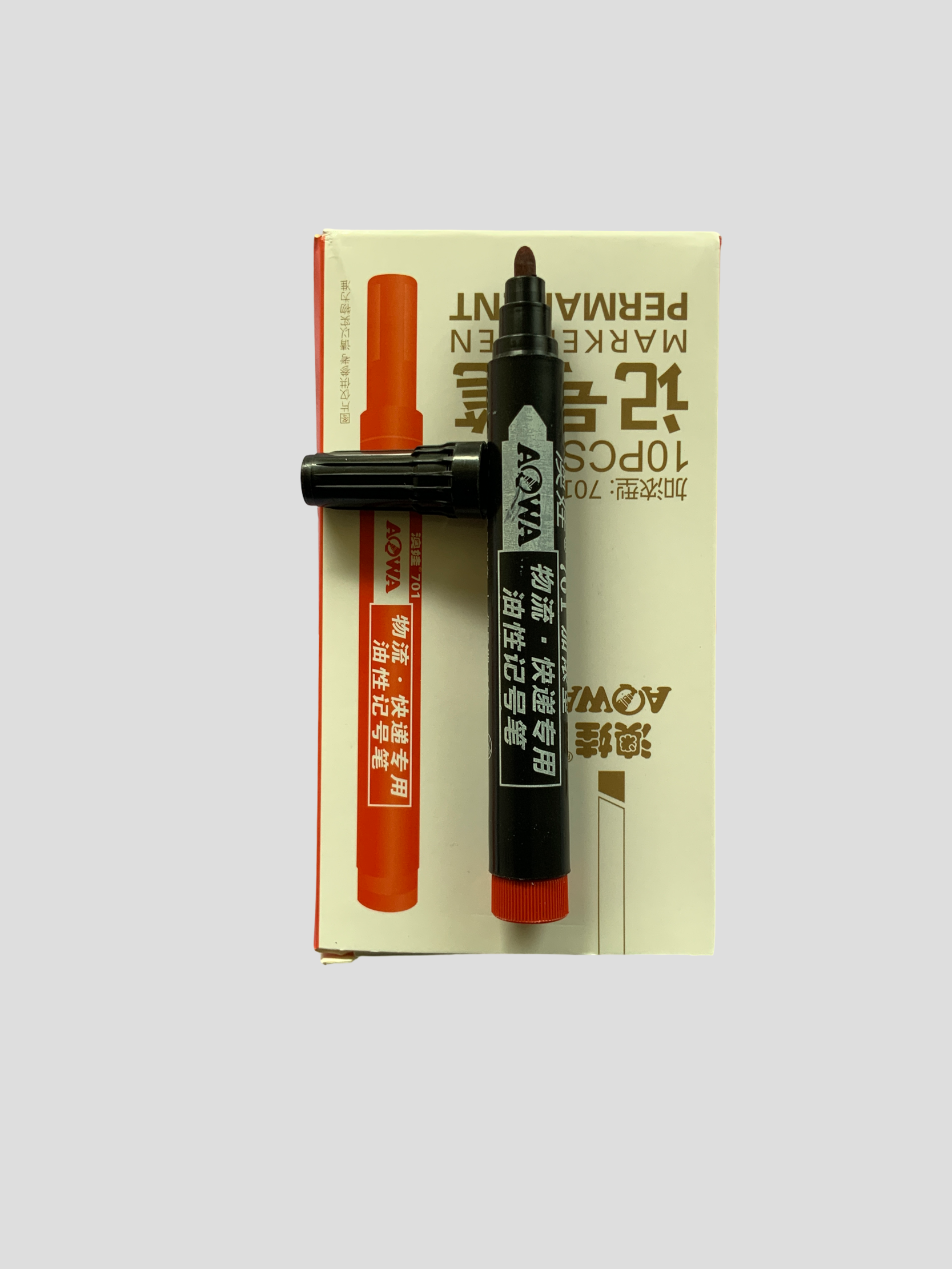 AOWA 701 Permanent Marker Pen (Box of 10)  Blue/Red/Black Waterproof Permanent Marker Set Office/School Marker Pens