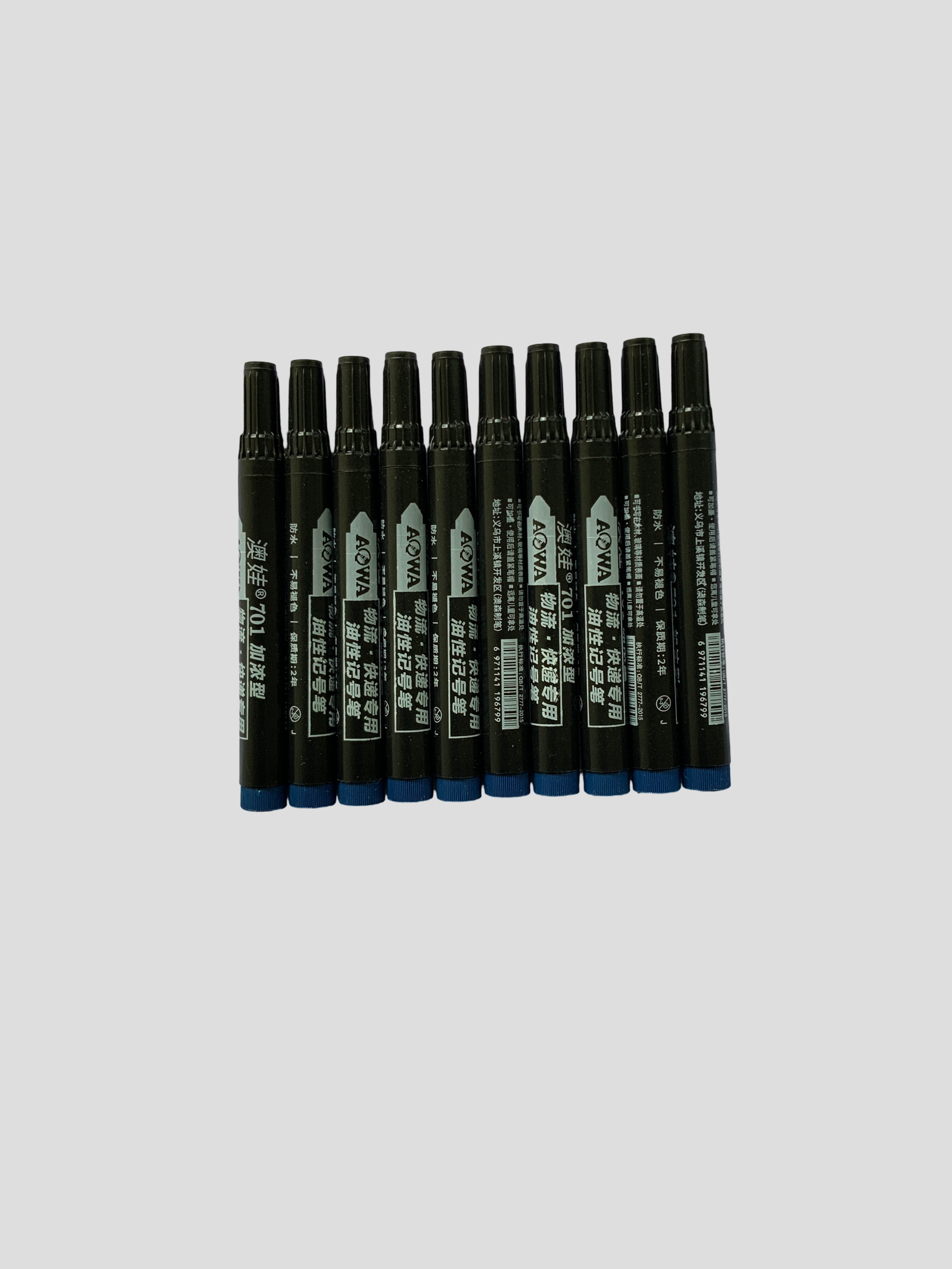 AOWA 701 Permanent Marker Pen (Box of 10)  Blue/Red/Black Waterproof Permanent Marker Set Office/School Marker Pens