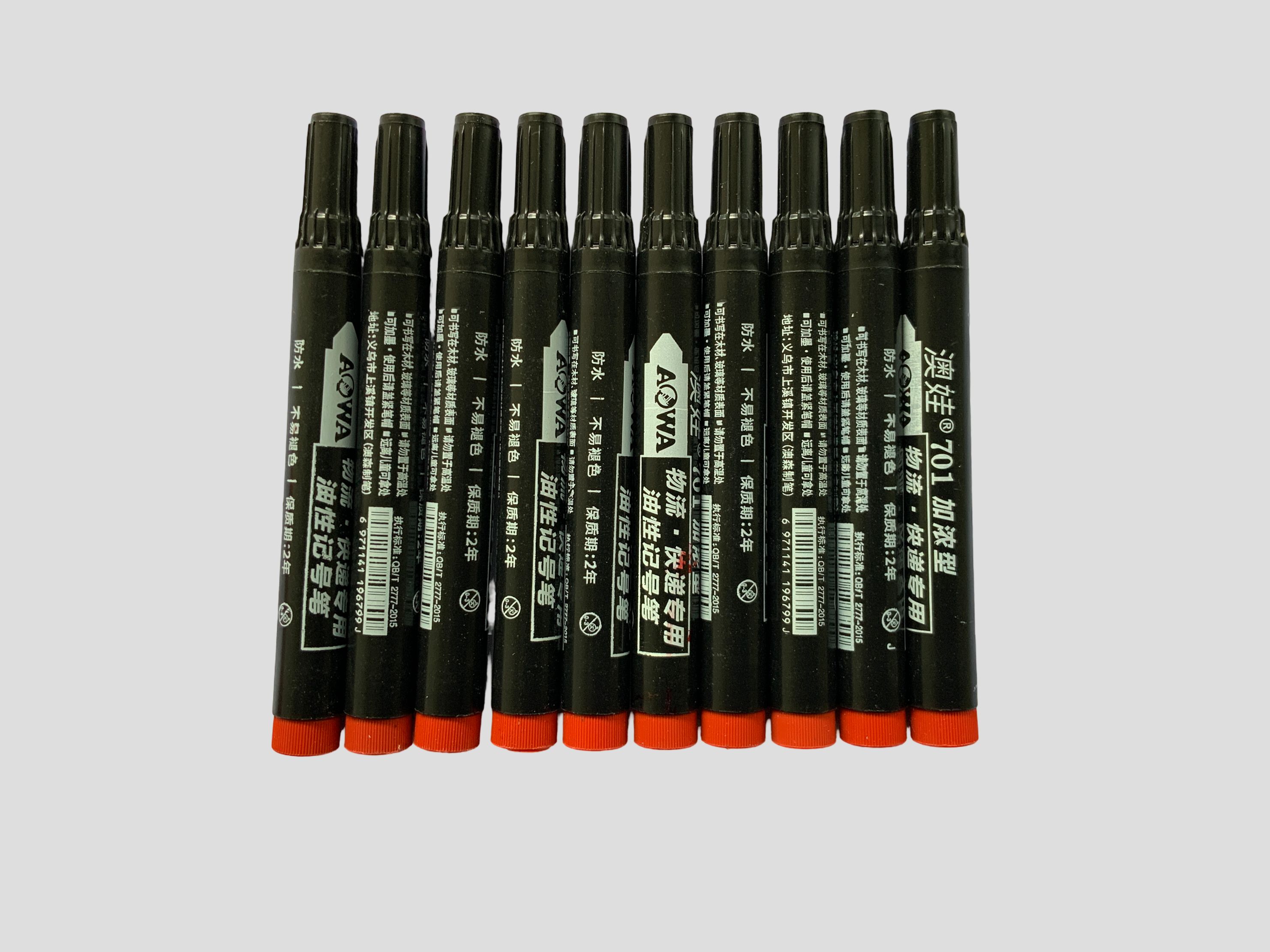 AOWA 701 Permanent Marker Pen (Box of 10)  Blue/Red/Black Waterproof Permanent Marker Set Office/School Marker Pens