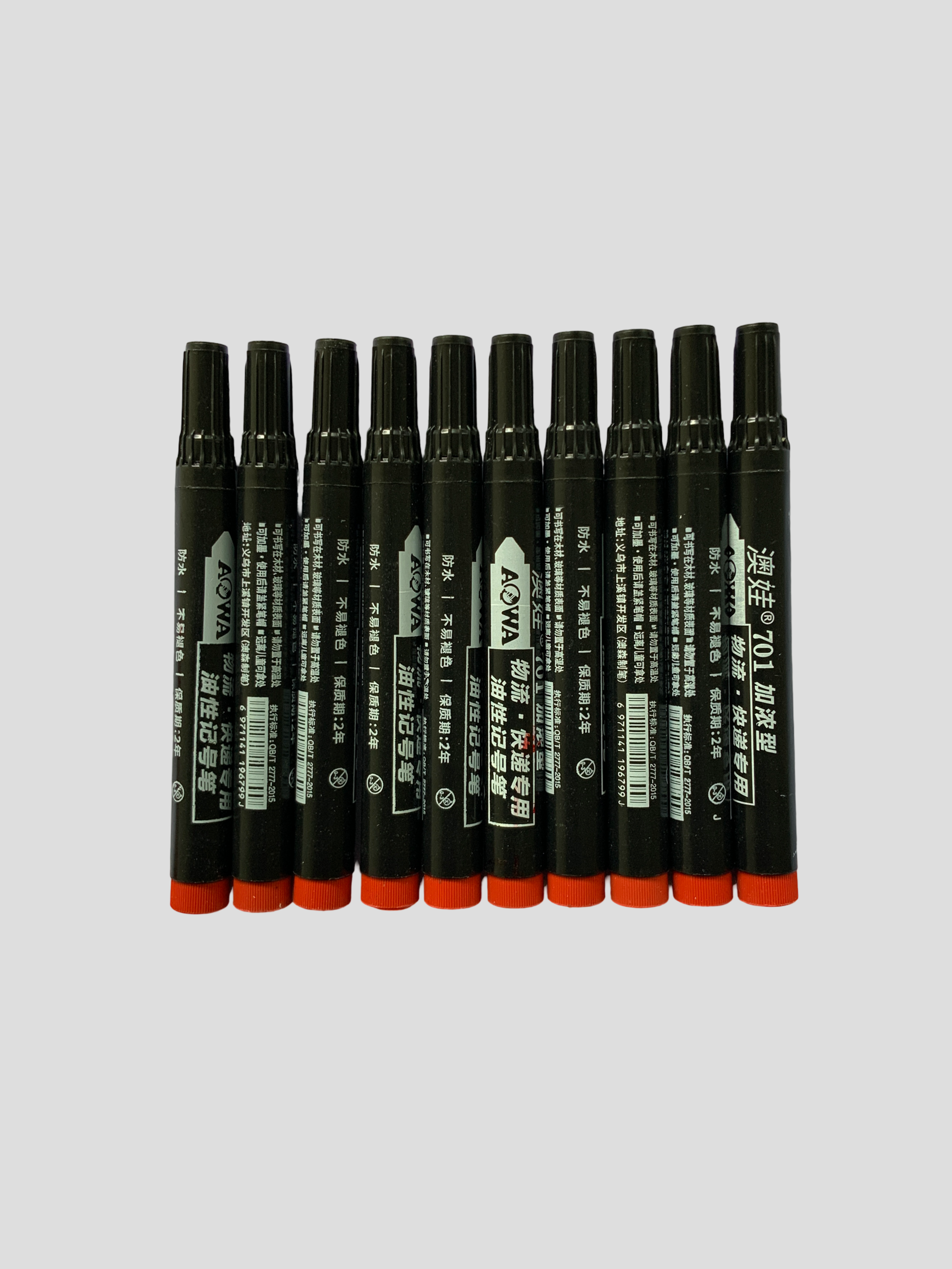 AOWA 701 Permanent Marker Pen (Box of 10)  Blue/Red/Black Waterproof Permanent Marker Set Office/School Marker Pens