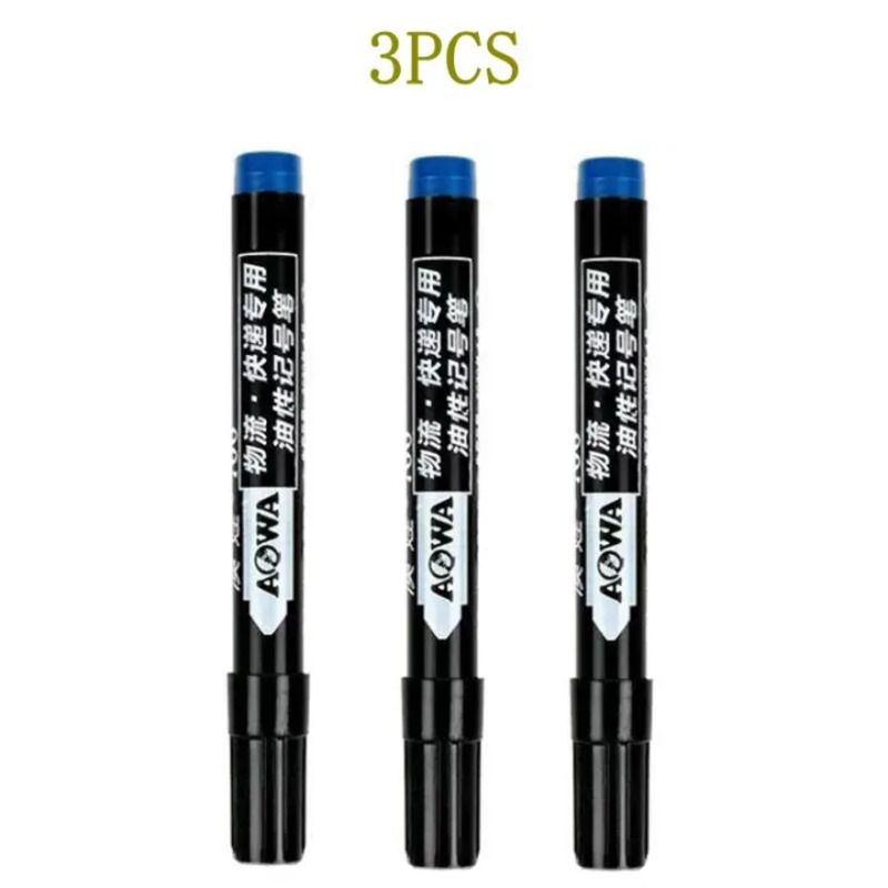 AOWA 701 Permanent Marker Pen (Box of 10)  Blue/Red/Black Waterproof Permanent Marker Set Office/School Marker Pens