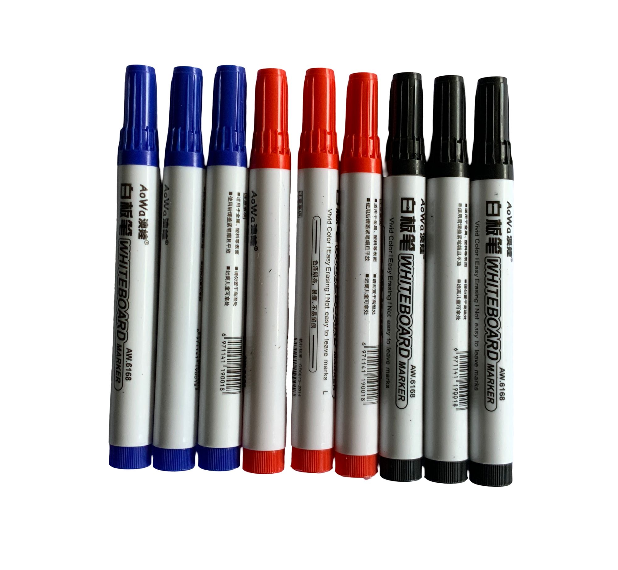 Aowa 6168 Whiteboard Marker Pen (Box of 10)  Dry Erase Marker Set  Refillable Whiteboard Markers Office & School Whiteboard Markers  (Red/Blue/Black)