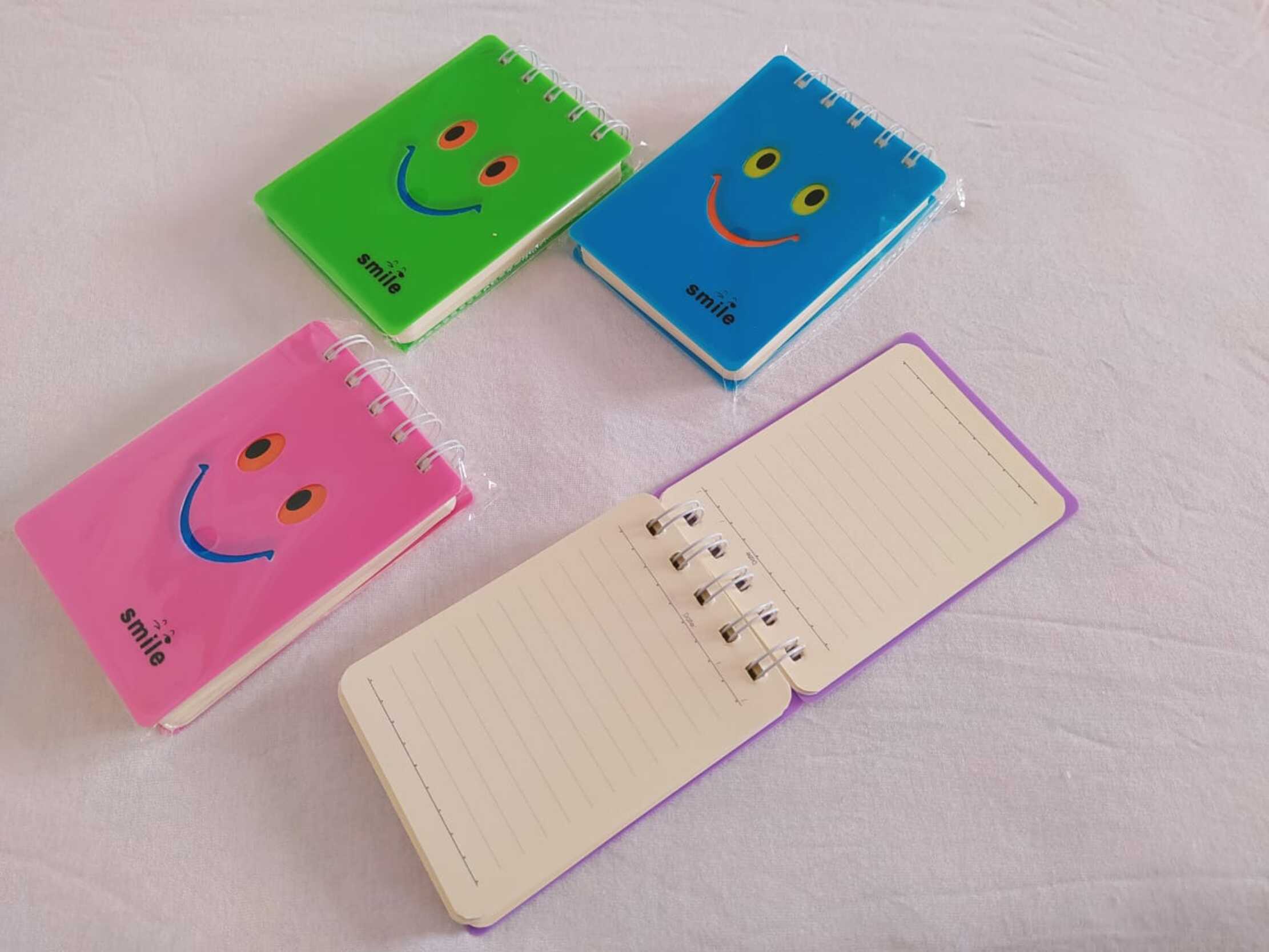 A7 Mini Spiral Smile Notebook  Pocket Smiley Face Notepad  Cute Spiral Memo Pad  Small Lined Spiral Notebook  Smile Face Flip Notepad