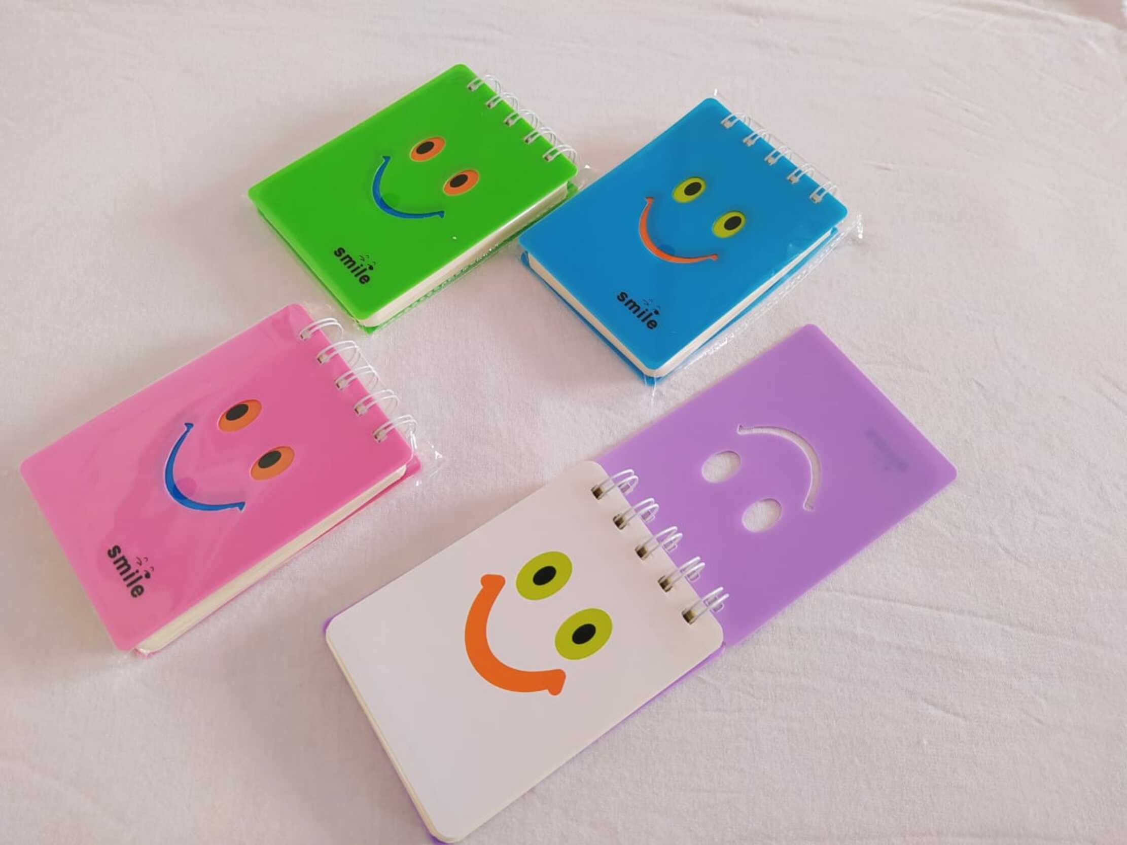 A7 Mini Spiral Smile Notebook  Pocket Smiley Face Notepad  Cute Spiral Memo Pad  Small Lined Spiral Notebook  Smile Face Flip Notepad