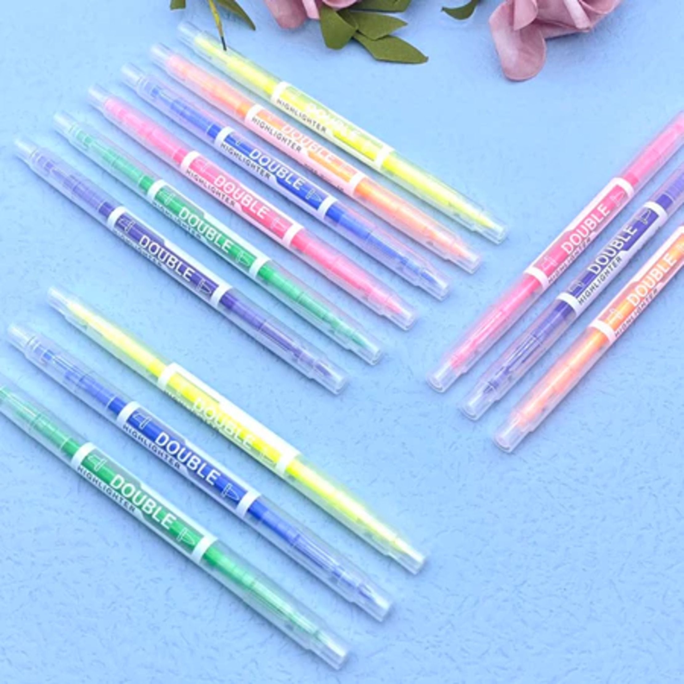 AYB-816 Double-Ended Highlighter Pen Set  6pcs Fluorescent Color Dual Tip Highlighters  AYB Double Head Highlighter Pens  Dual Tip Neon Highlighter Markers Set