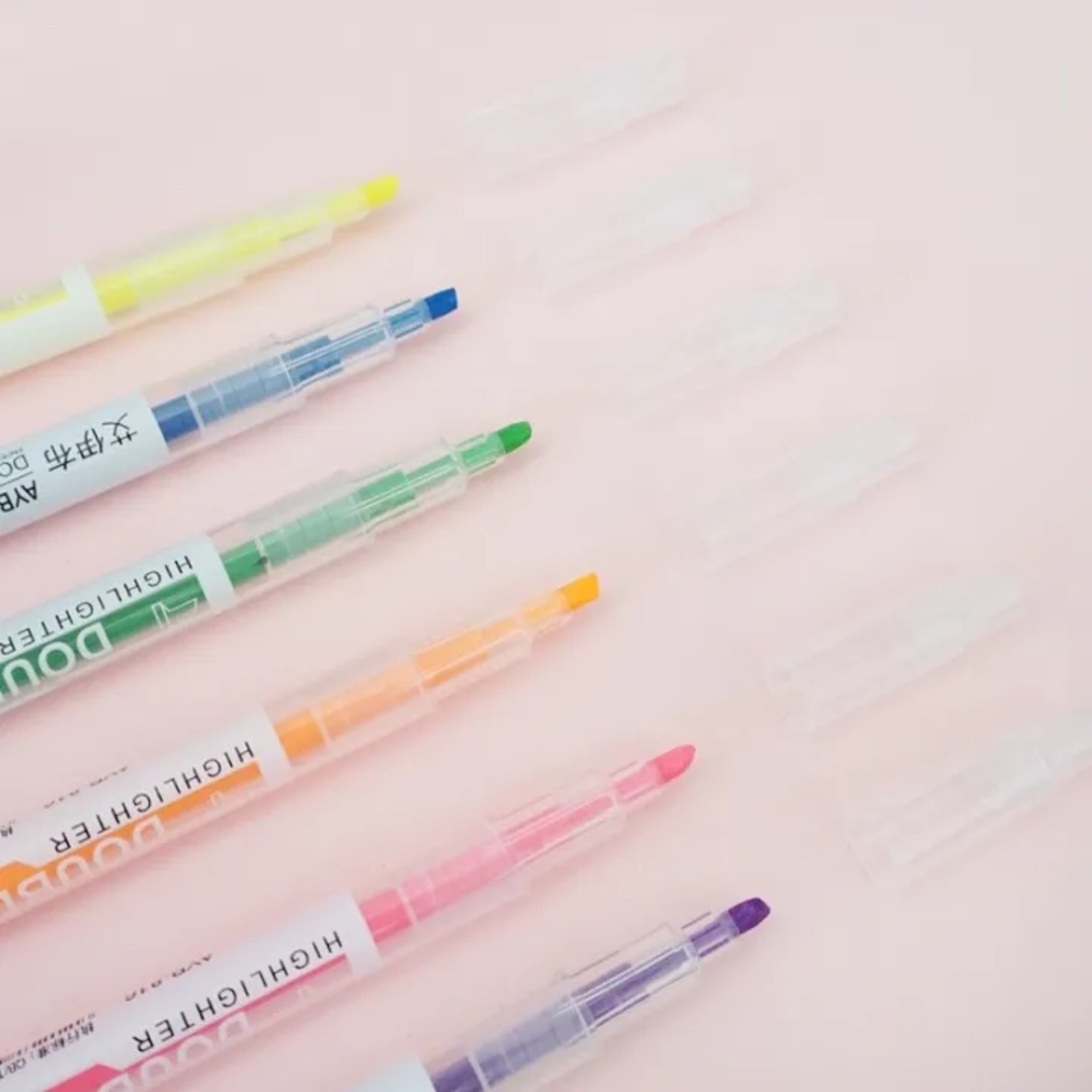AYB-816 Double-Ended Highlighter Pen Set  6pcs Fluorescent Color Dual Tip Highlighters  AYB Double Head Highlighter Pens  Dual Tip Neon Highlighter Markers Set