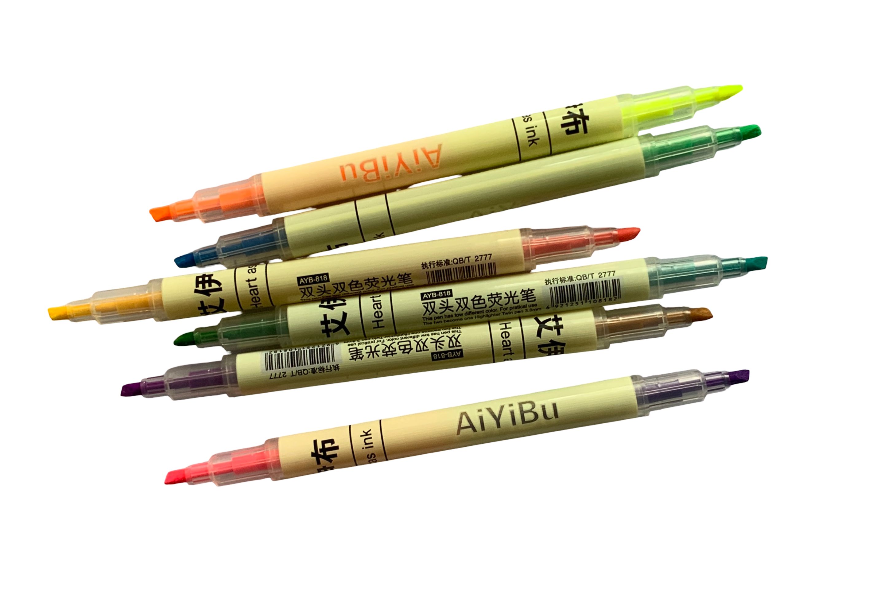 AYB-816 12 Colors Double-Ended Highlighter Pen Set  6pcs Fluorescent Color Dual Tip Highlighters  AYB Double Head Highlighter Pens  Dual Tip Neon Highlighter Markers Set
