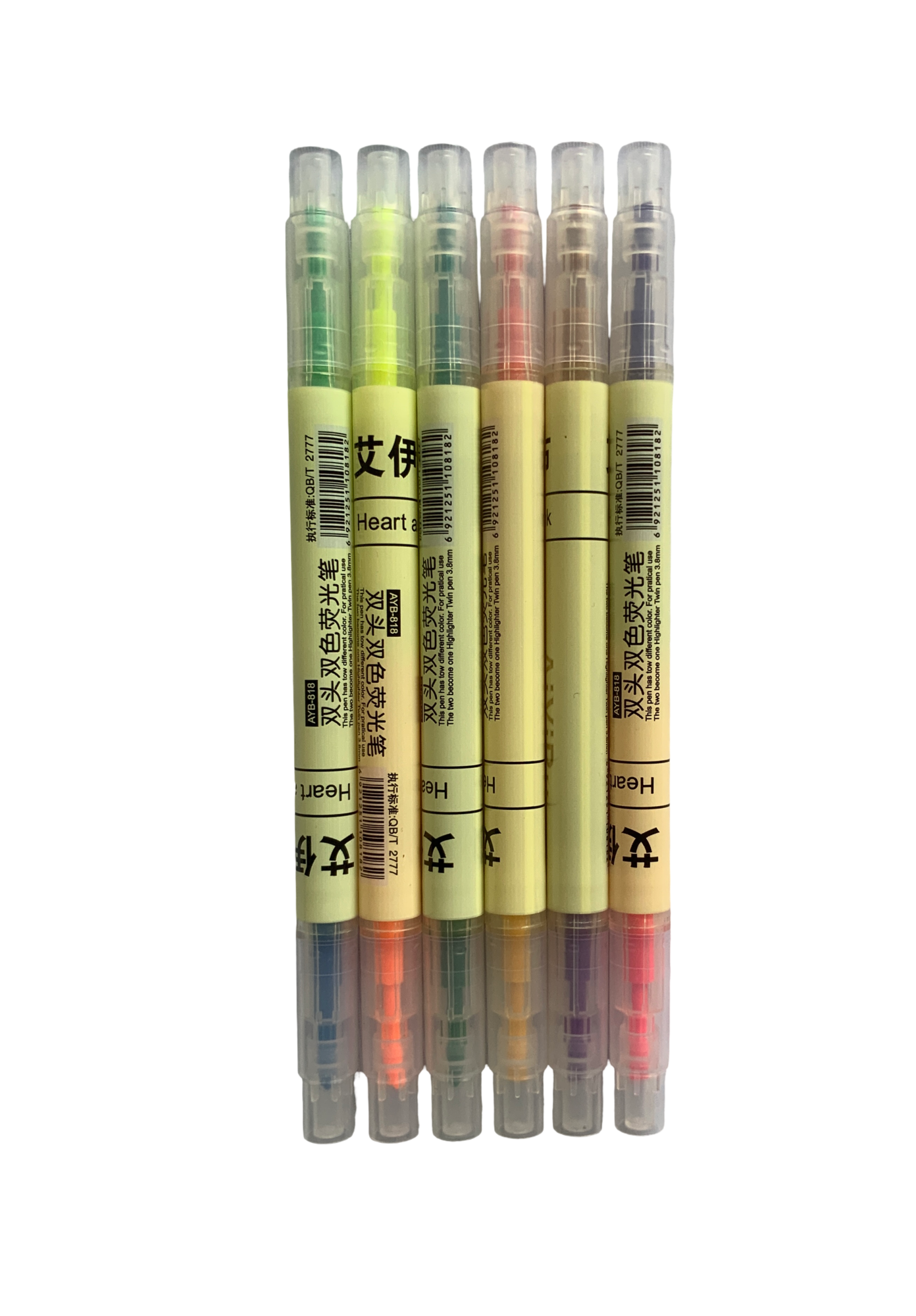 AYB-816 12 Colors Double-Ended Highlighter Pen Set  6pcs Fluorescent Color Dual Tip Highlighters  AYB Double Head Highlighter Pens  Dual Tip Neon Highlighter Markers Set