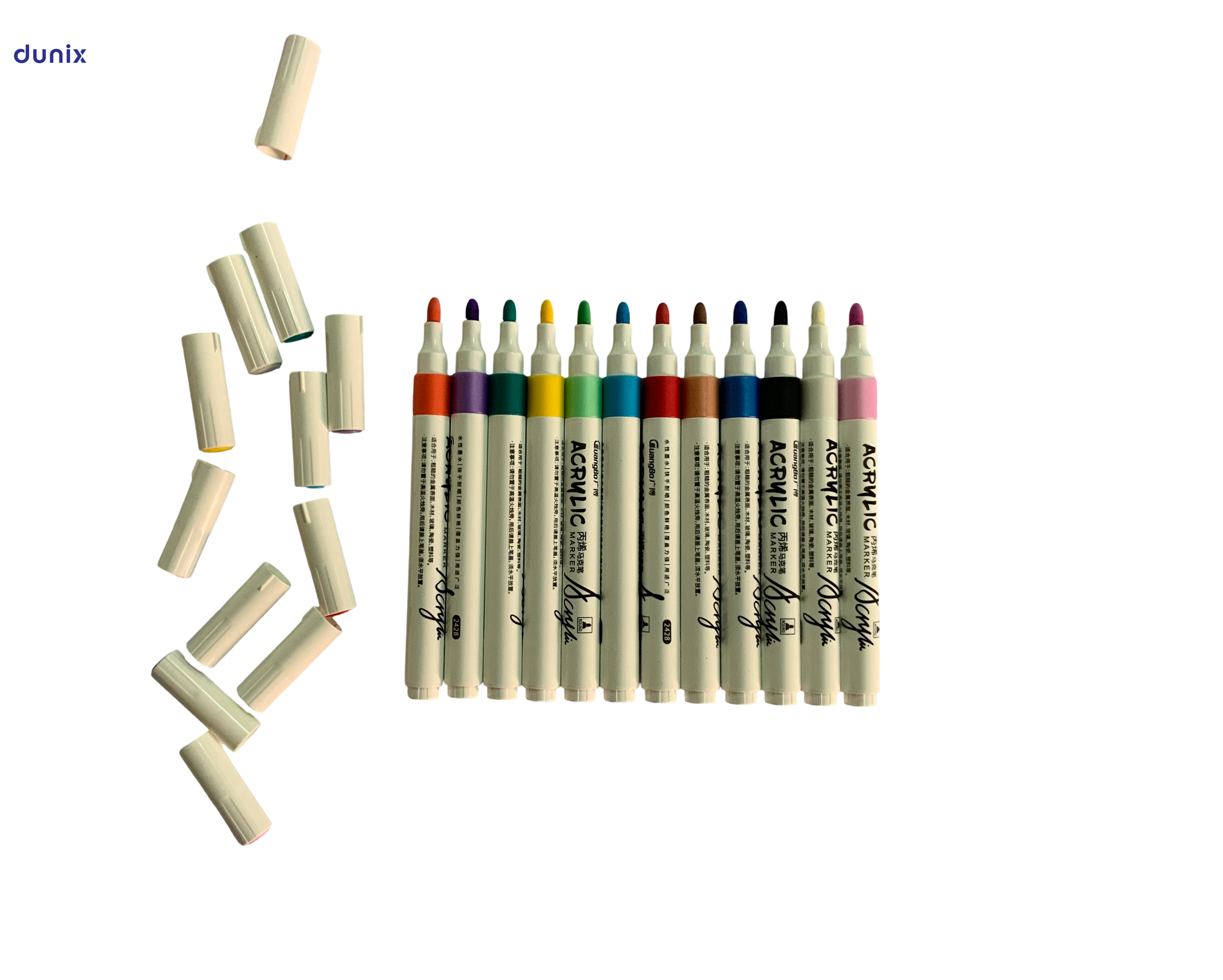 Guangbo H02248 Acrylic Marker 12 Colors Set  Permanent Acrylic Paint Marker Pens