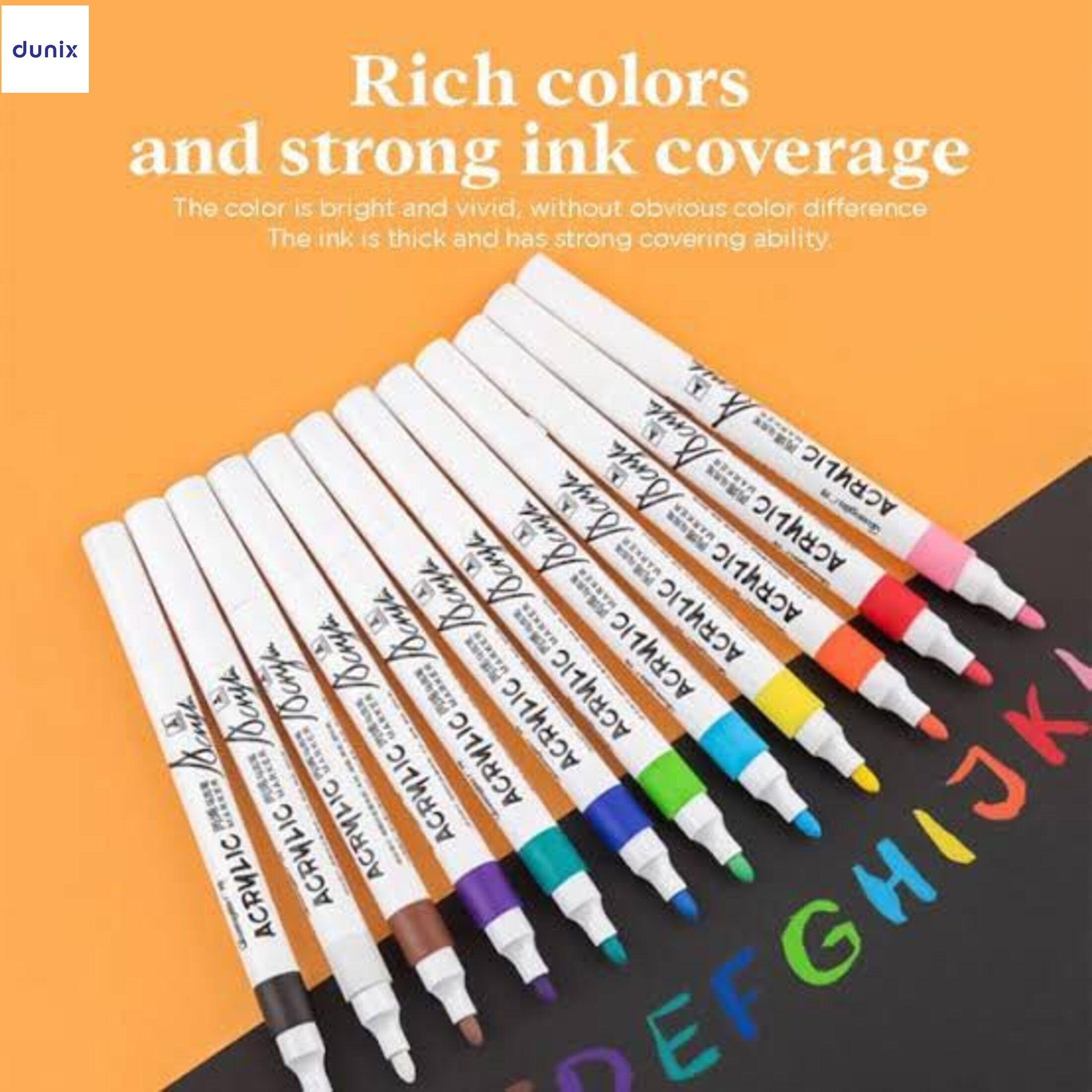 Guangbo H02248 Acrylic Marker 12 Colors Set  Permanent Acrylic Paint Marker Pens
