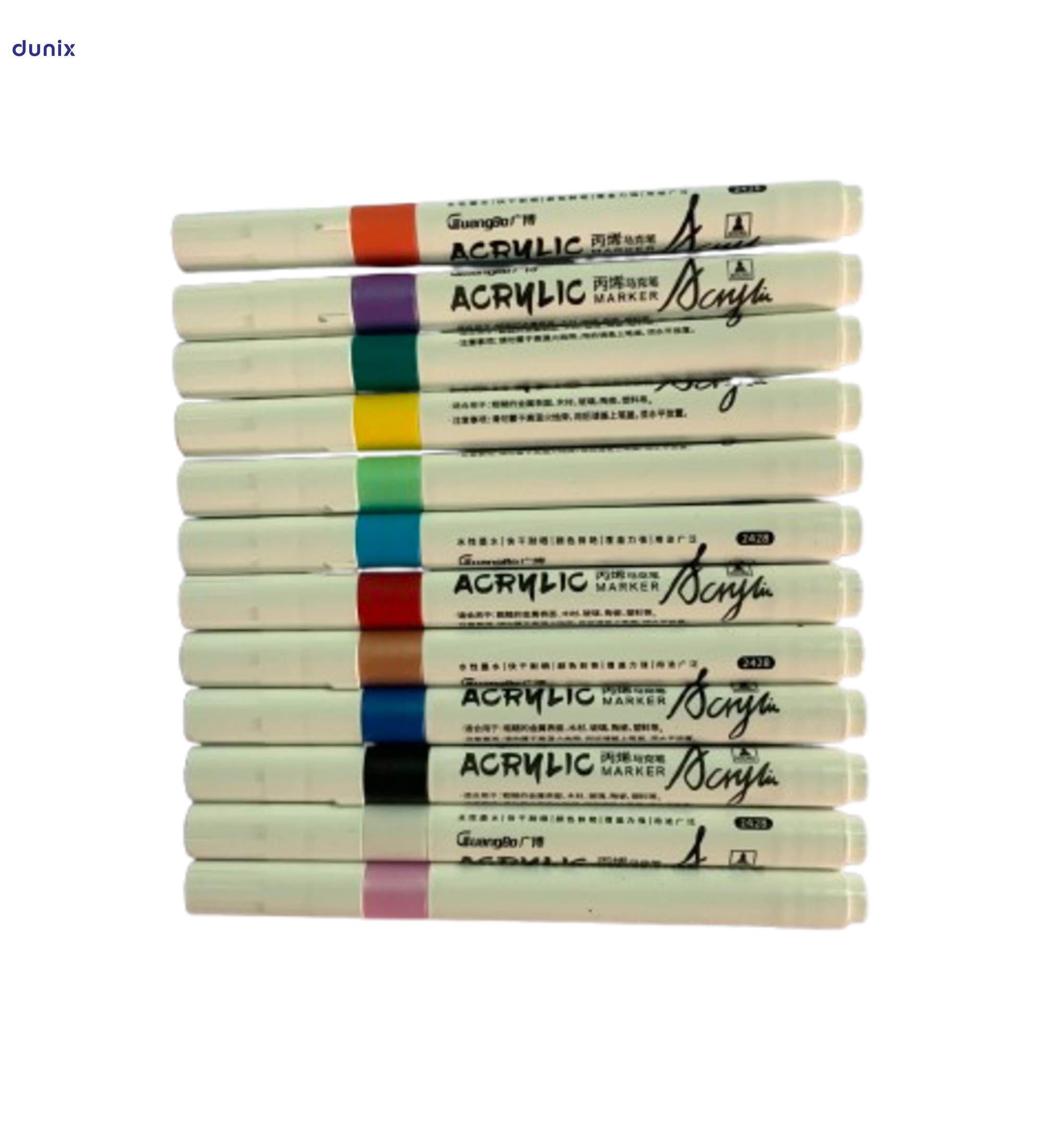 Guangbo H02248 Acrylic Marker 12 Colors Set  Permanent Acrylic Paint Marker Pens