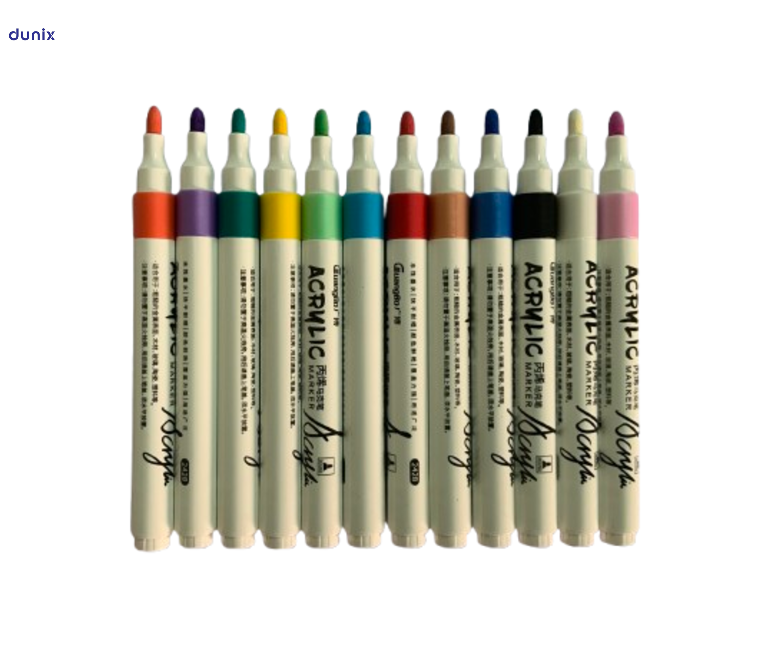 Guangbo H02248 Acrylic Marker 12 Colors Set  Permanent Acrylic Paint Marker Pens
