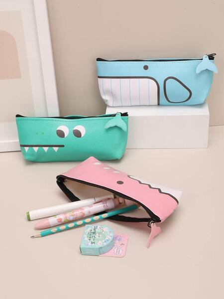 Animal-Themed Cartoon Pencil Pouch cartoon pencil case,  stationery pouch, crocodile pencil bag, dinosaur pencil case, whale pencil pouch, cute school suppliesa