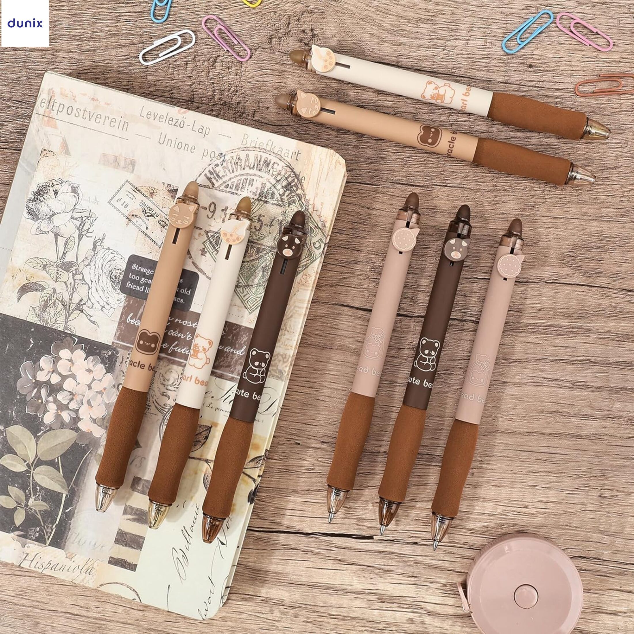 Erasable Gel Pens, Cute Retractable Gel Pens, Black Ink Pen, with Eraser Clear, Smooth Writing Comfortable to Use for Note Taking Marking Planner Crossword Puzzles