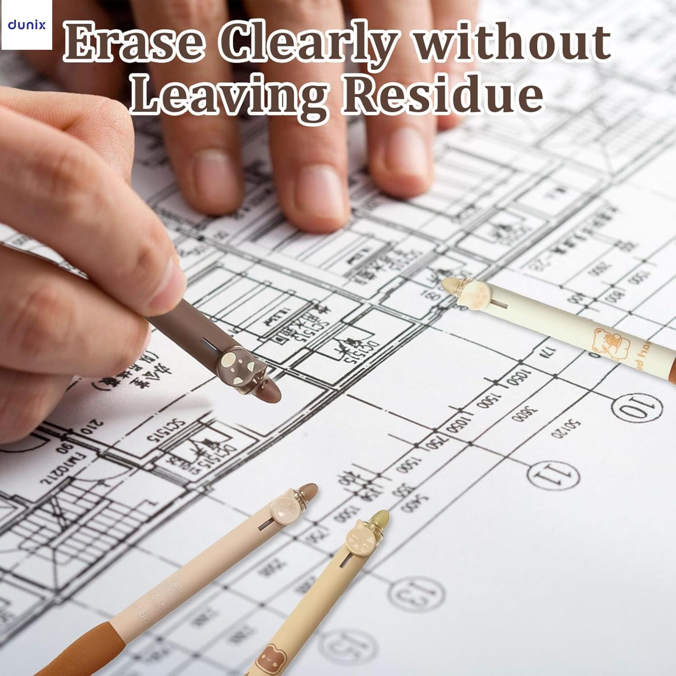 Erasable Gel Pens, Cute Retractable Gel Pens, Black Ink Pen, with Eraser Clear, Smooth Writing Comfortable to Use for Note Taking Marking Planner Crossword Puzzles