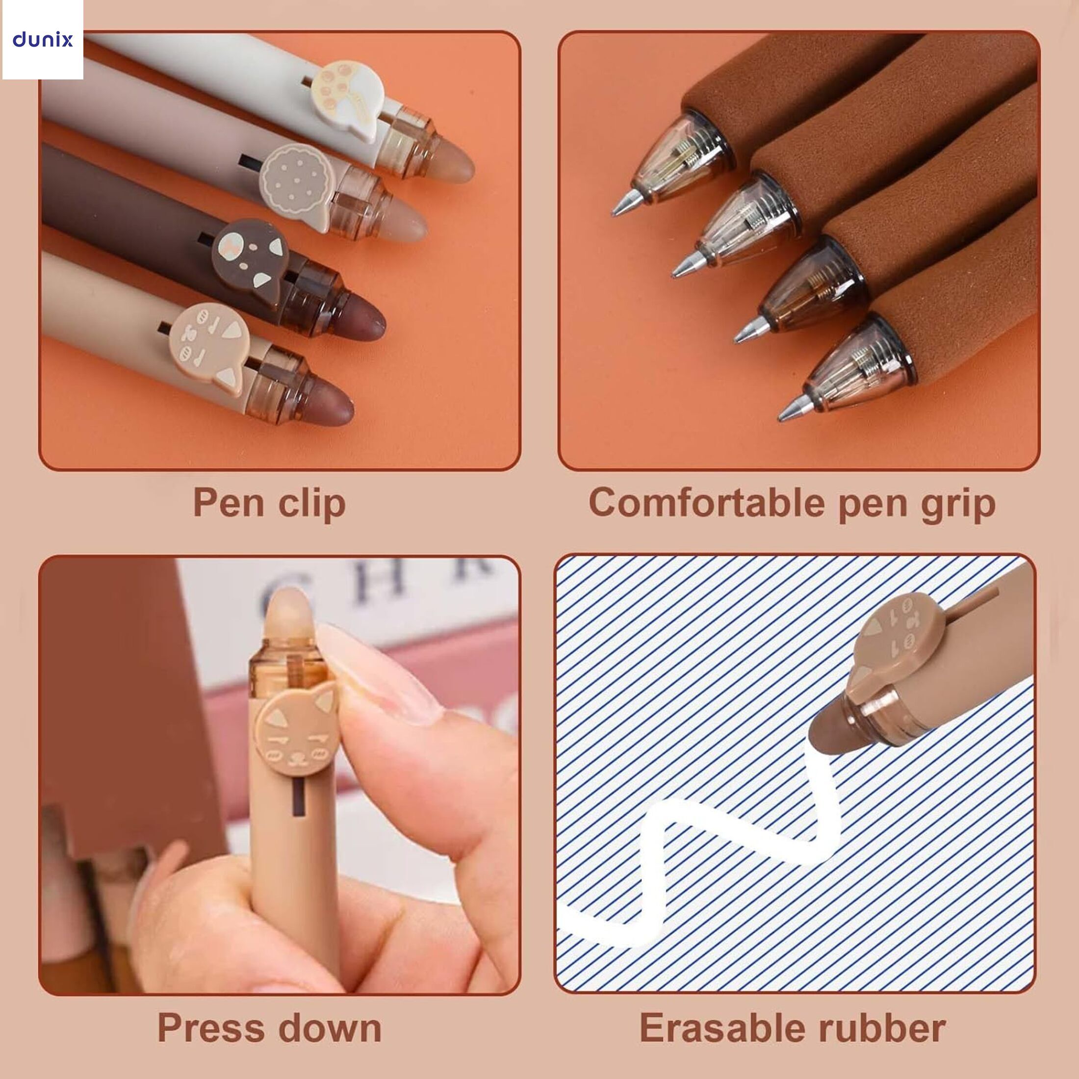 Erasable Gel Pens, Cute Retractable Gel Pens, Black Ink Pen, with Eraser Clear, Smooth Writing Comfortable to Use for Note Taking Marking Planner Crossword Puzzles