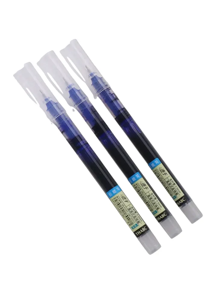 Blue Transparent Barrel 0.5mm Fine Point Gel Ink Pen Stick Pen