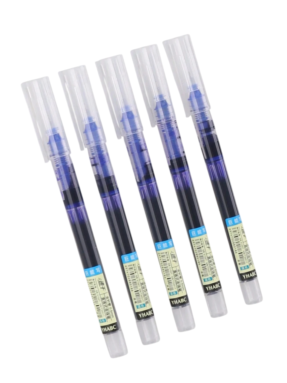 Blue Transparent Barrel 0.5mm Fine Point Gel Ink Pen Stick Pen