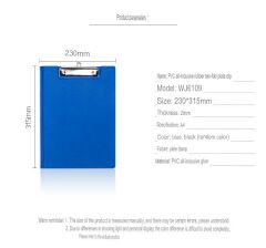 Guangbo WJ6109 A4 Size Clipboard – Strong Plastic Board with Metal Clip for Office, School & Exam Use